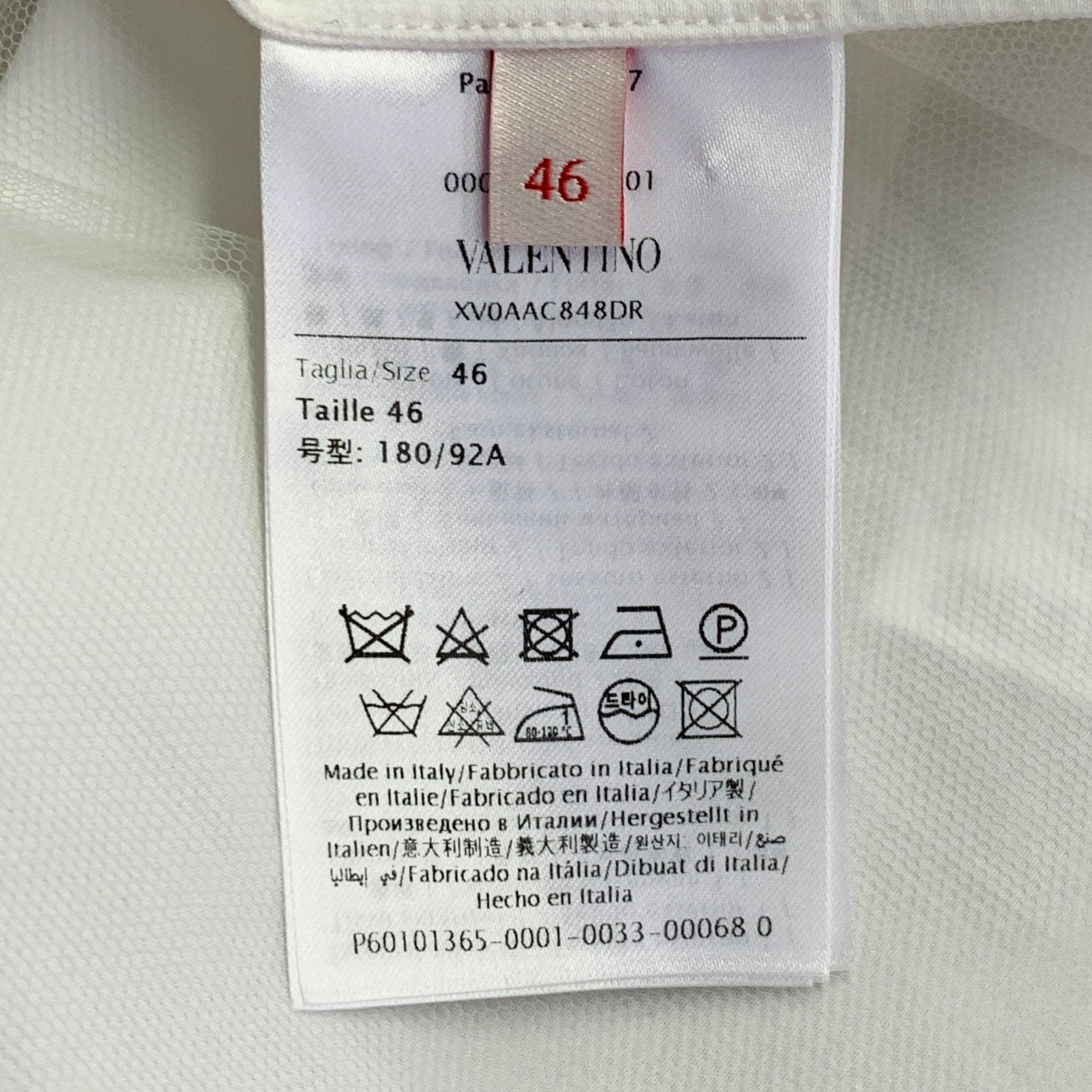 VALENTINO Size M White Lace Cotton Silk Hidden Placket Short Sleeve Shirt (Chemise à manches courtes en dentelle de coton et soie) en vente 2
