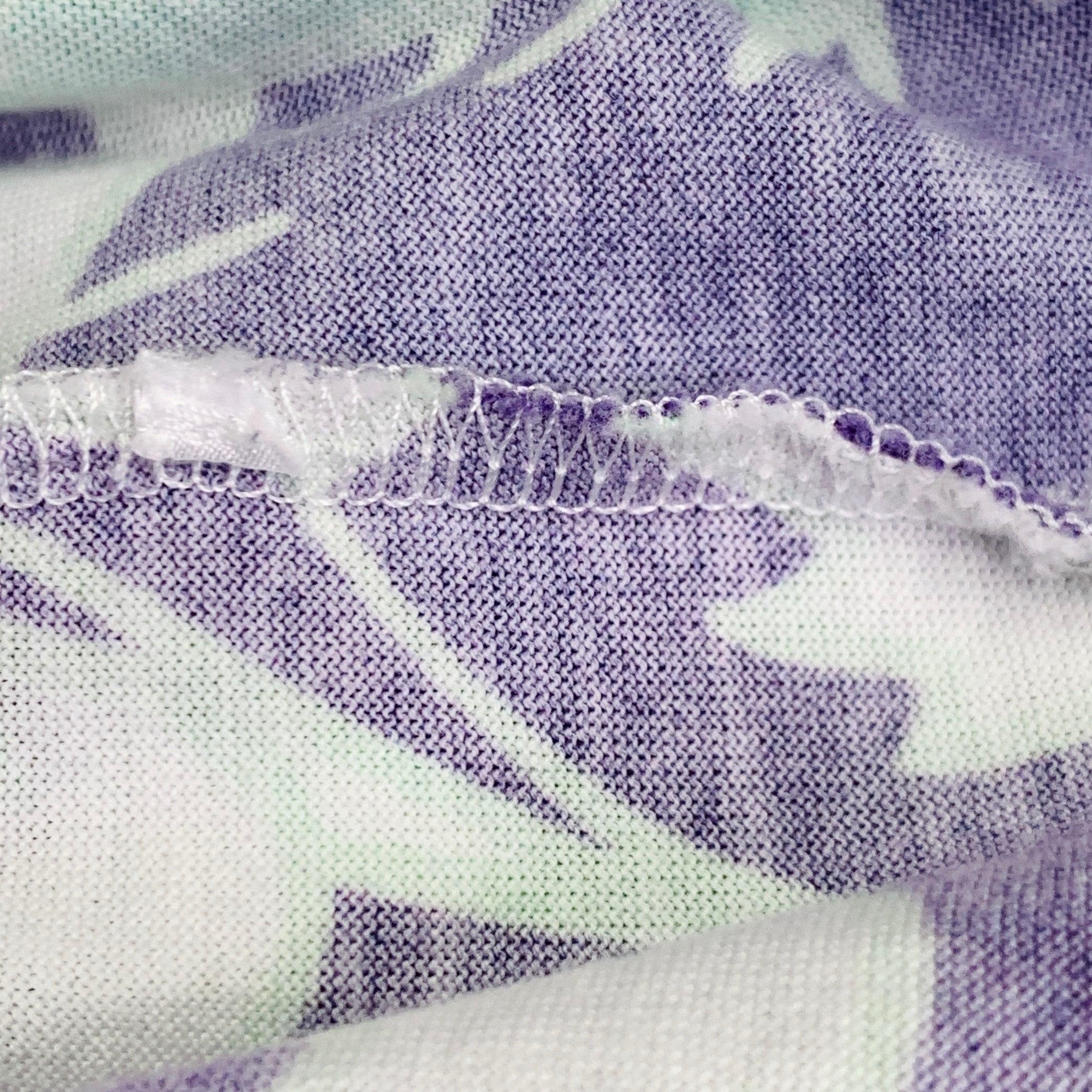 VALENTINO Size M White Purple Green Abstract Floral Print Cotton Buttoned Polo en vente 2