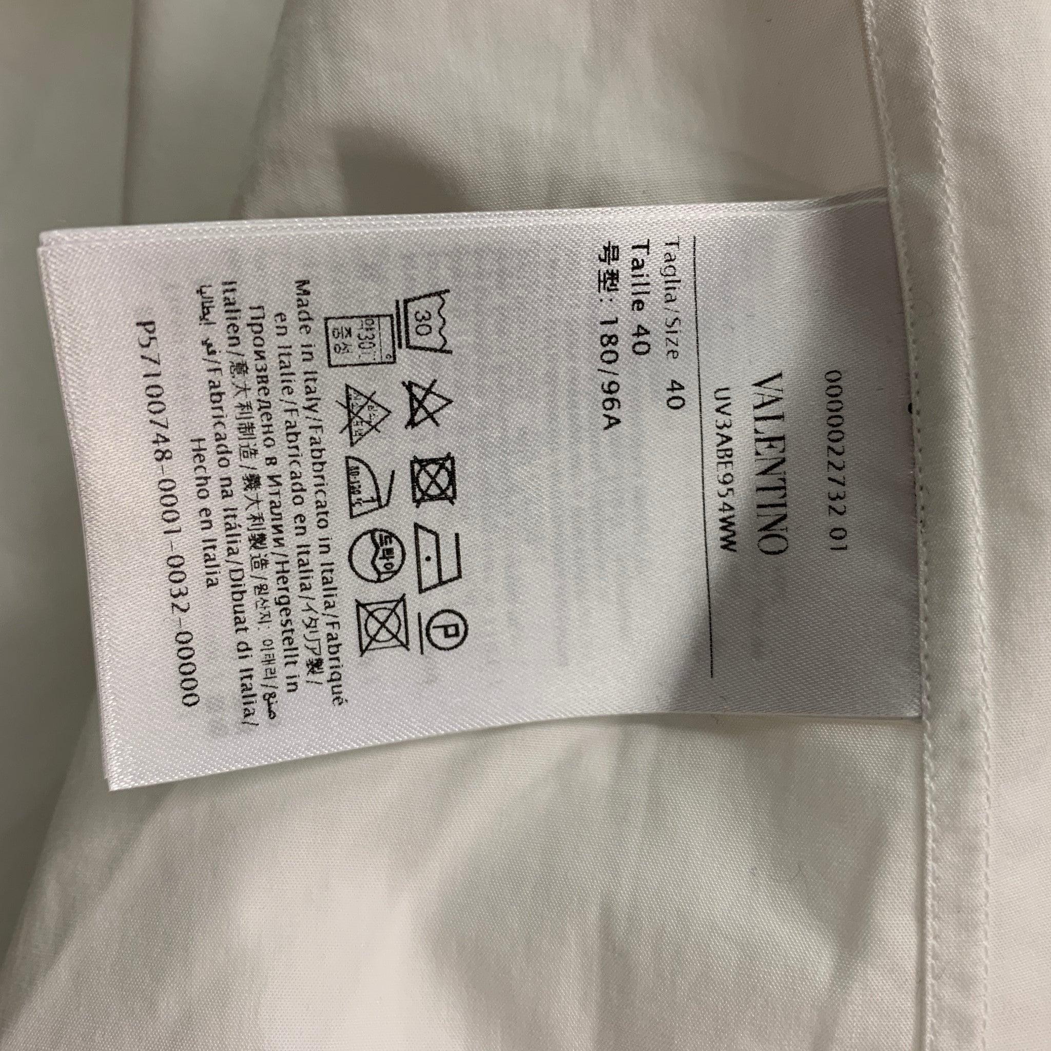 VALENTINO Size M White Solid Cotton Double Layer Long Sleeve Shirt For Sale 1