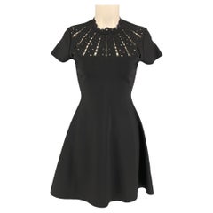 VALENTINO Size S Black Eyelet Viscose Polyester A-Line Dress