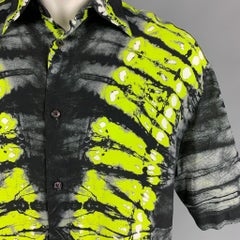 VALENTINO Size S Black Green Tie Dye Viscose Oversized Short Sleeve Shirt
