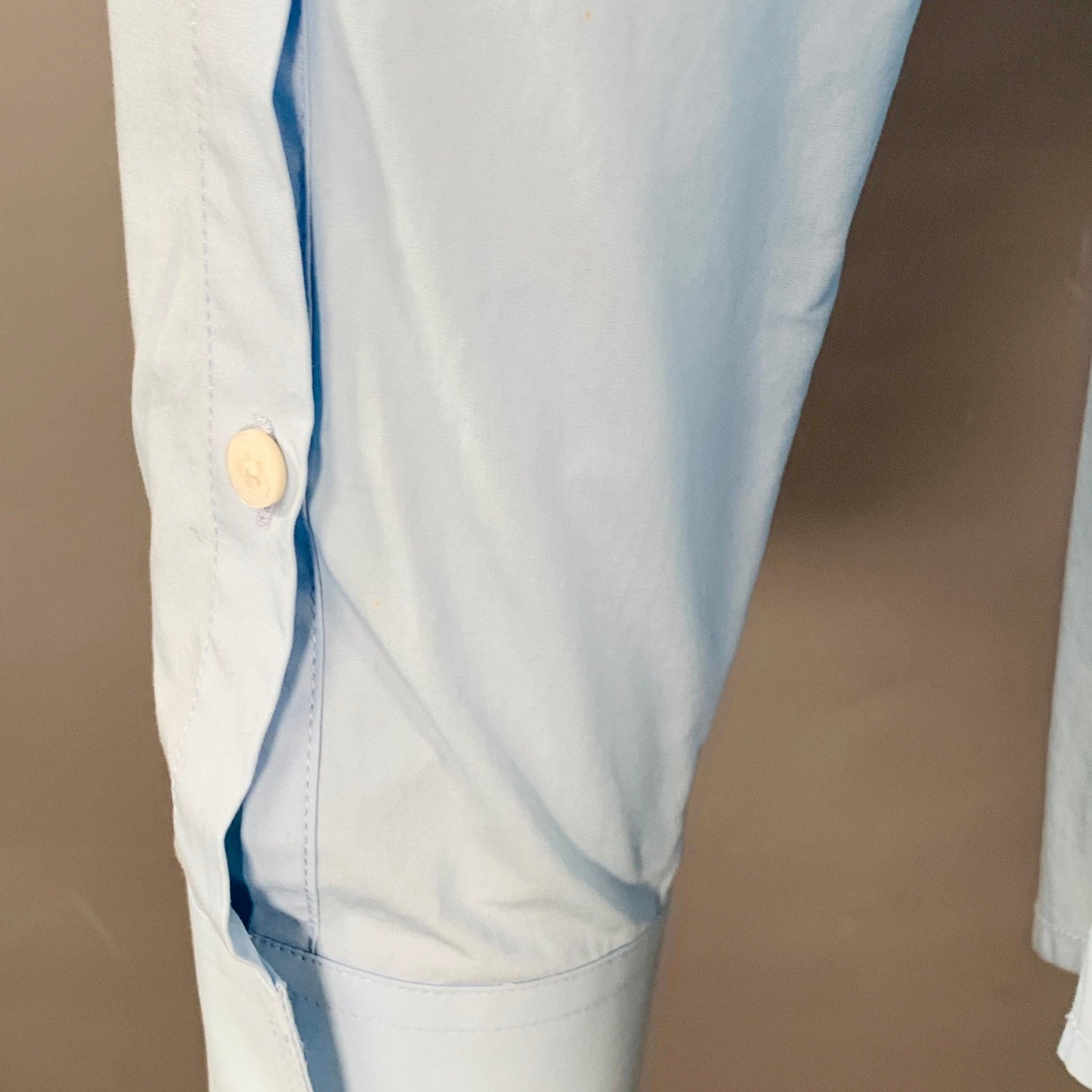 VALENTINO Size S Blue Beaded Embroidery Cotton Tuxedo Long Sleeve Shirt For Sale 5
