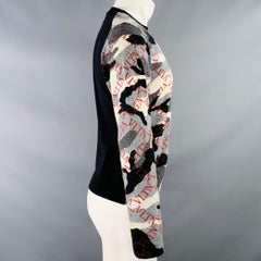 VALENTINO Size S Grey Black White Knit Camouflage Logo Cashmere Crew Neck Pullover