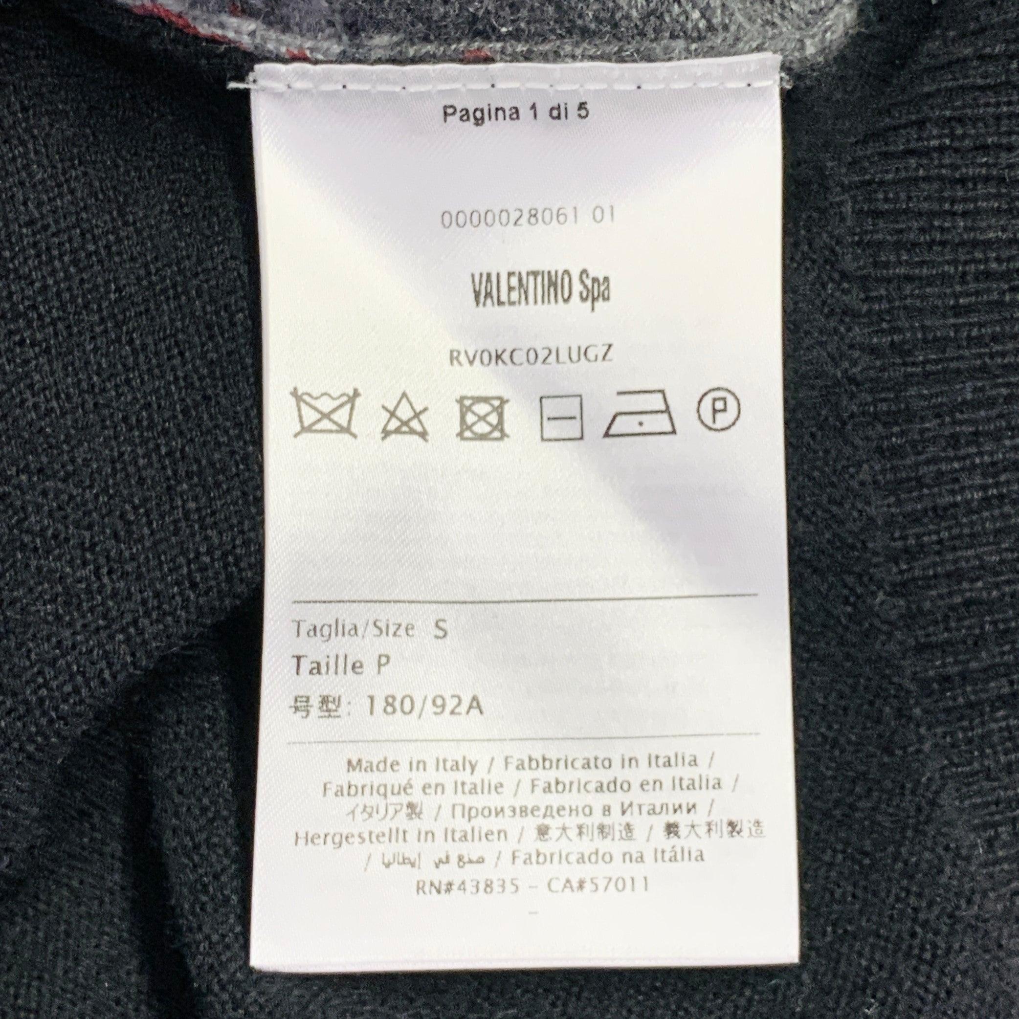 VALENTINO Size S Grey Black White Knit Camouflage Logo Cashmere Crew Neck Pullover For Sale 2