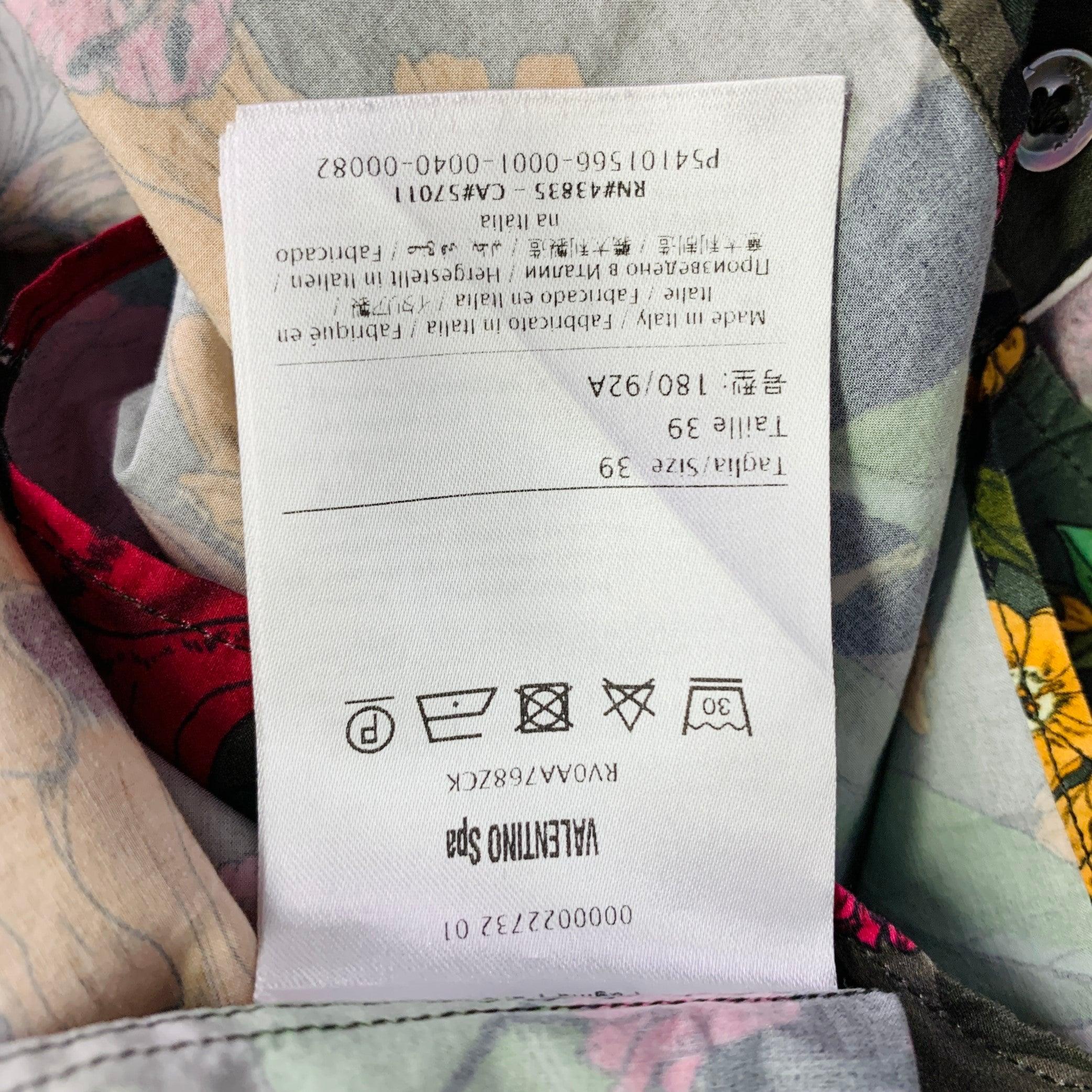 VALENTINO Größe S Multi Color Floral Baumwolle eine Tasche Camp Kurzarm-Shirt im Angebot 1
