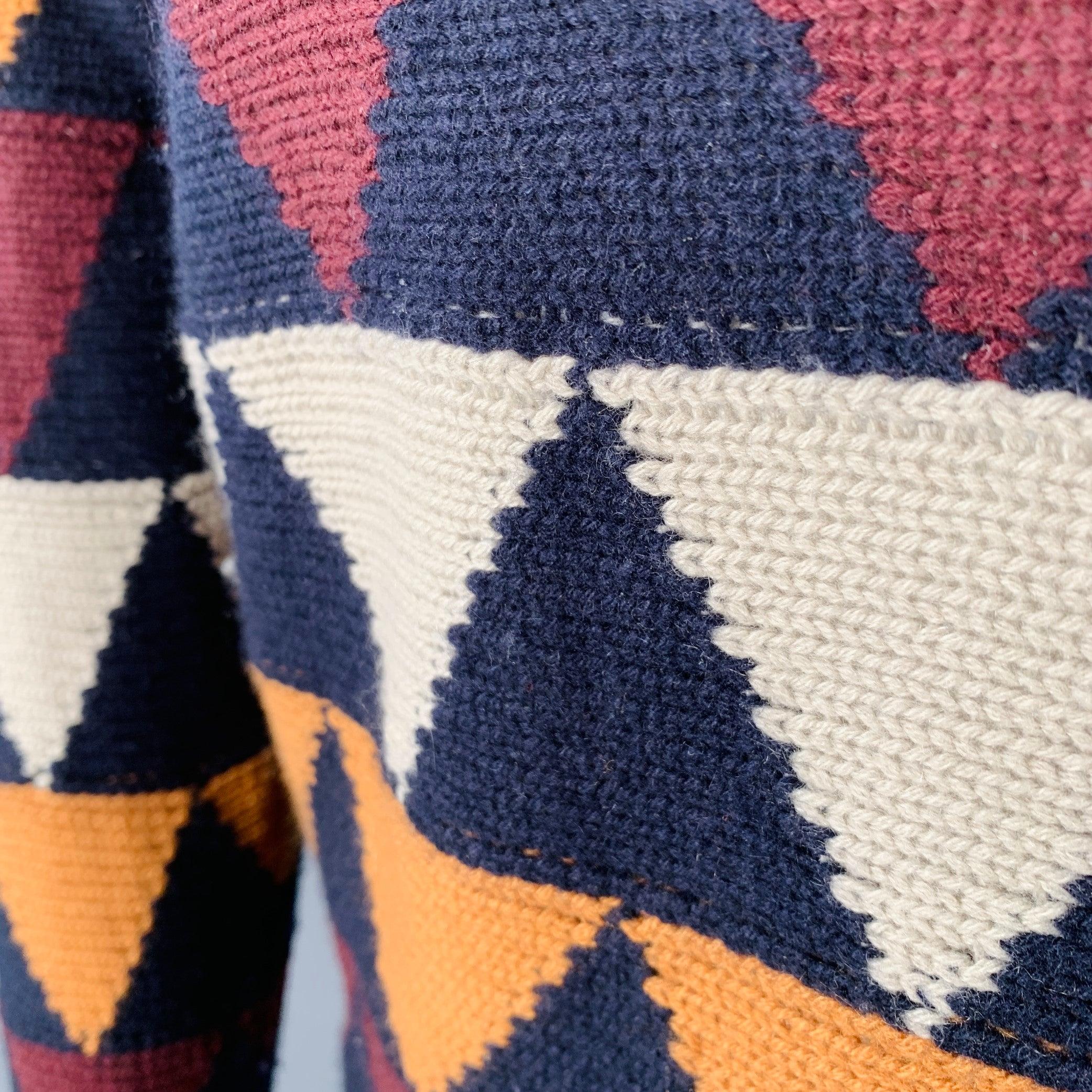 VALENTINO Pull col ras du cou triangulaire en cachemire multicolore taille S Bon état - En vente à San Francisco, CA