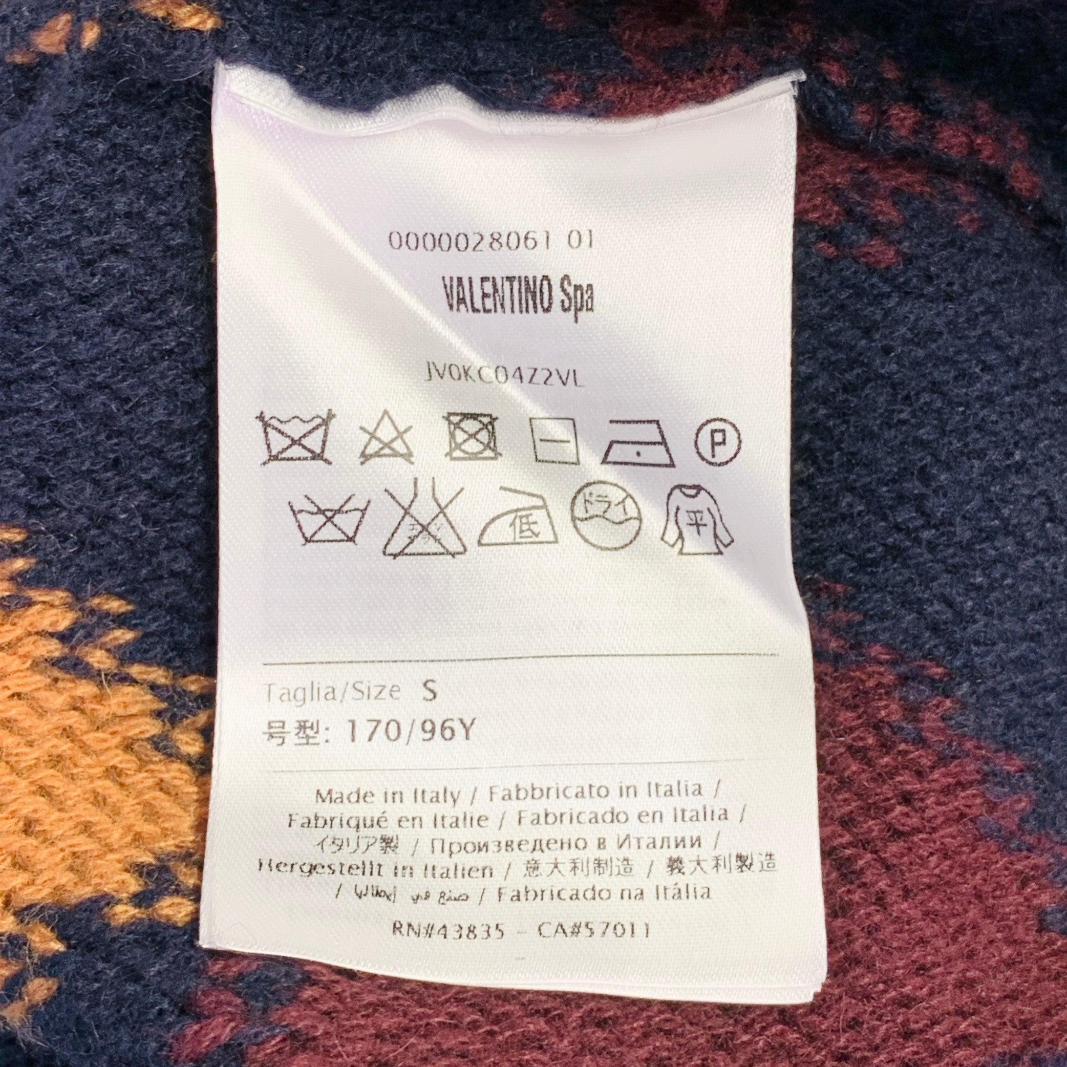 VALENTINO Pull col ras du cou triangulaire en cachemire multicolore taille S en vente 3