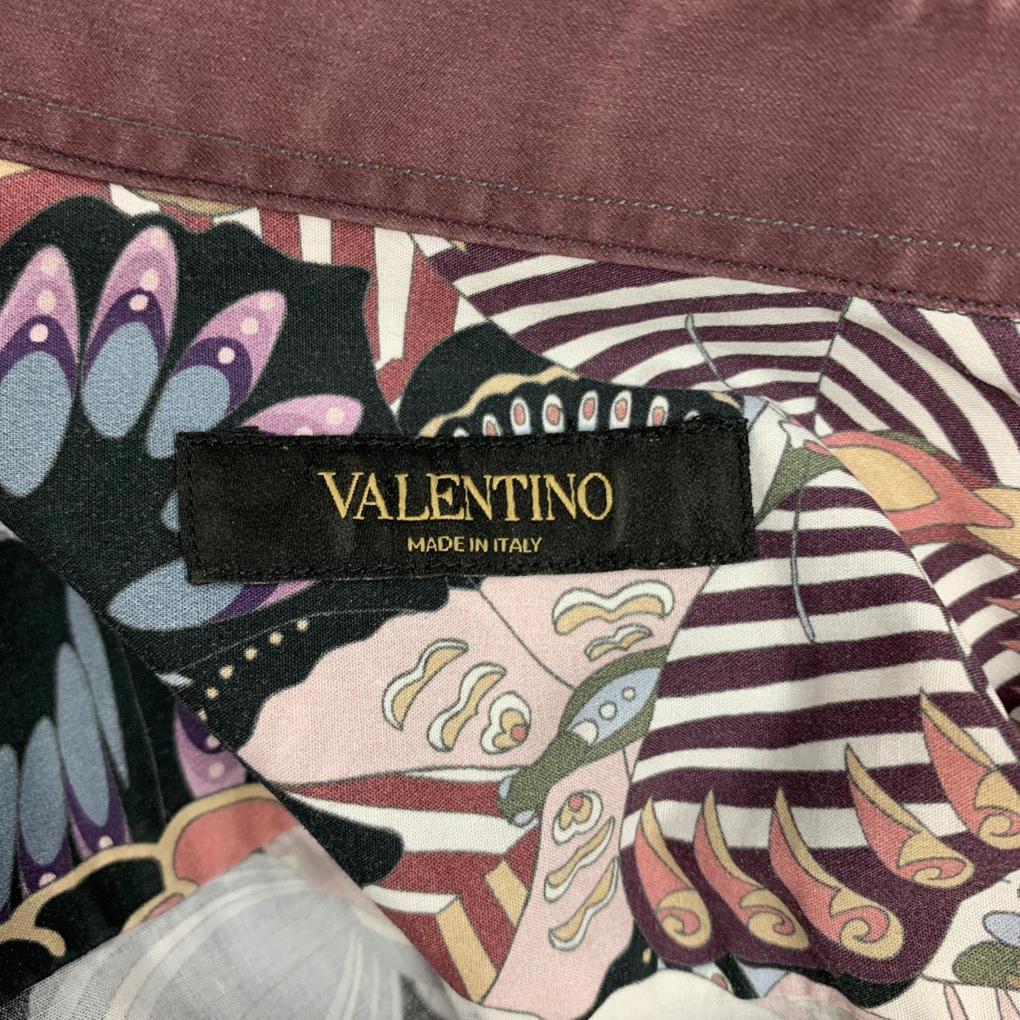 VALENTINO Size S Multi-Color Print Cotton Hidden Button Long Sleeve Shirt In Good Condition In San Francisco, CA