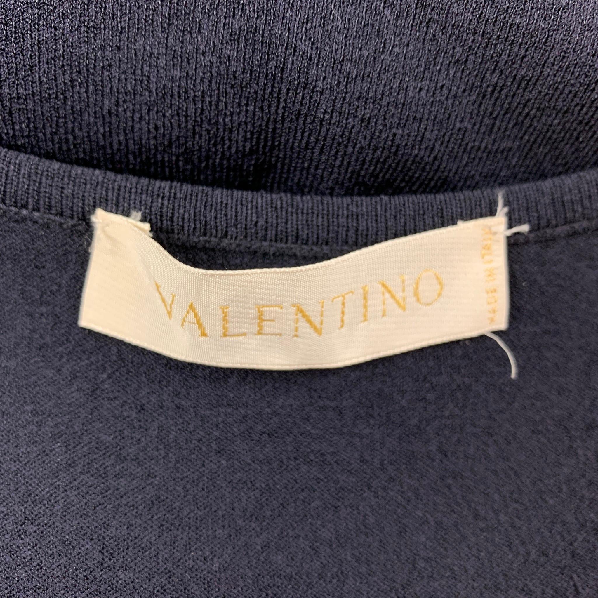 VALENTINO Size S Navy Viscose Polyester Beaded Sleeveless Dress Top 1
