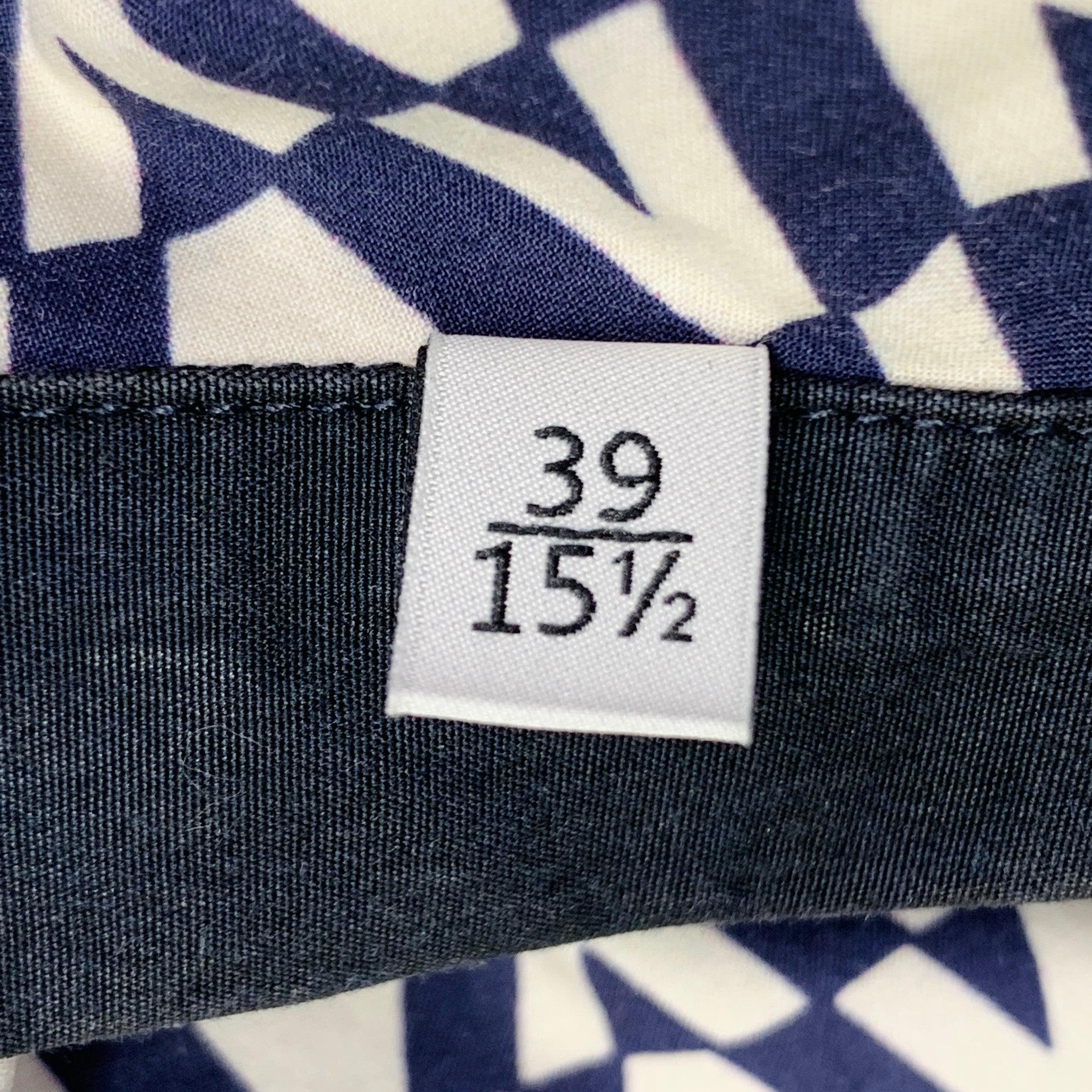 VALENTINO Size S Navy White Burgundy Monogram Cotton Camp Short Sleeve Shirt en vente 1