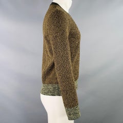 VALENTINO Pull col ras du cou à bordure contrastée en maille de viscose noire olive taille S