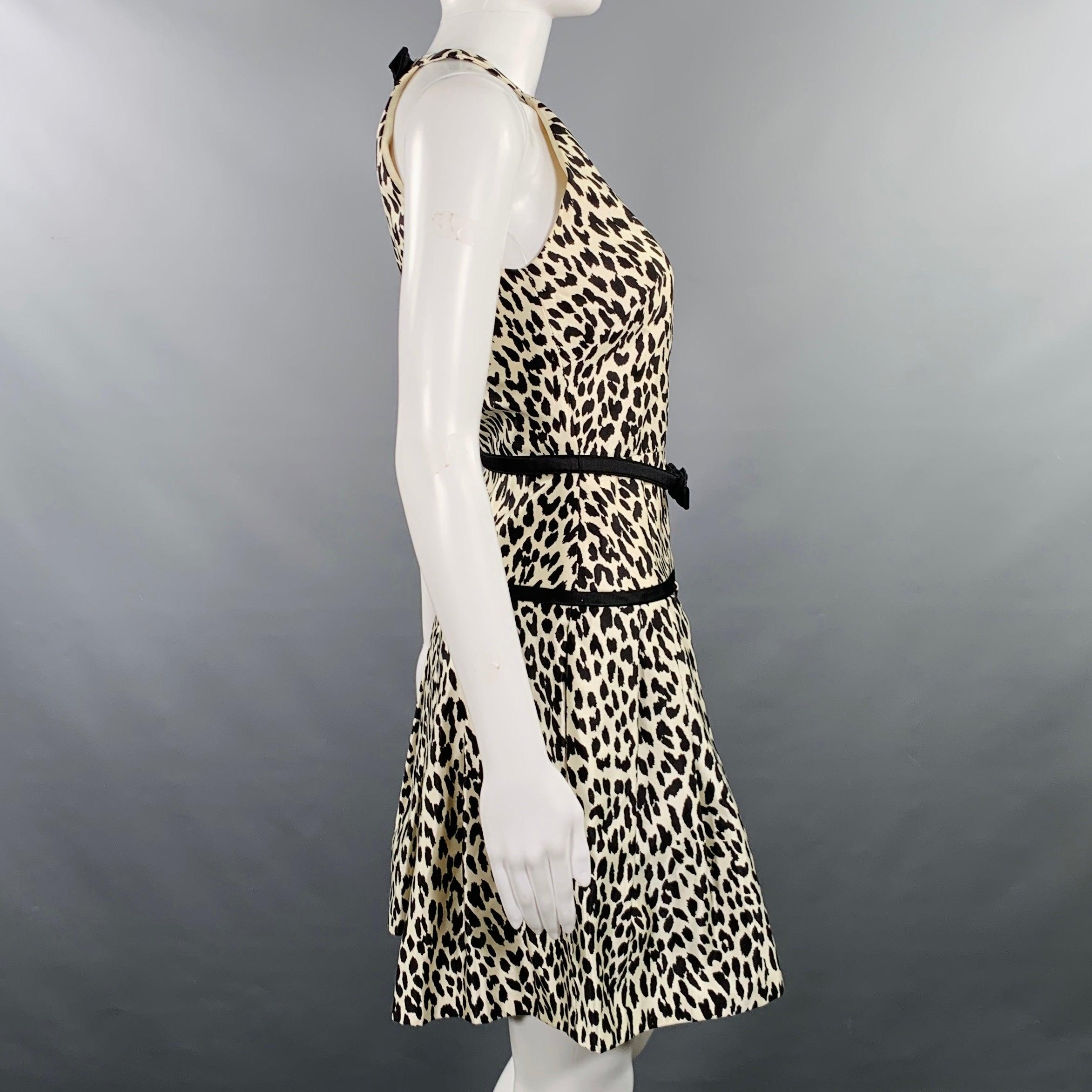 Gray VALENTINO Size S White Black Animal Print Halter Cocktail Dress For Sale