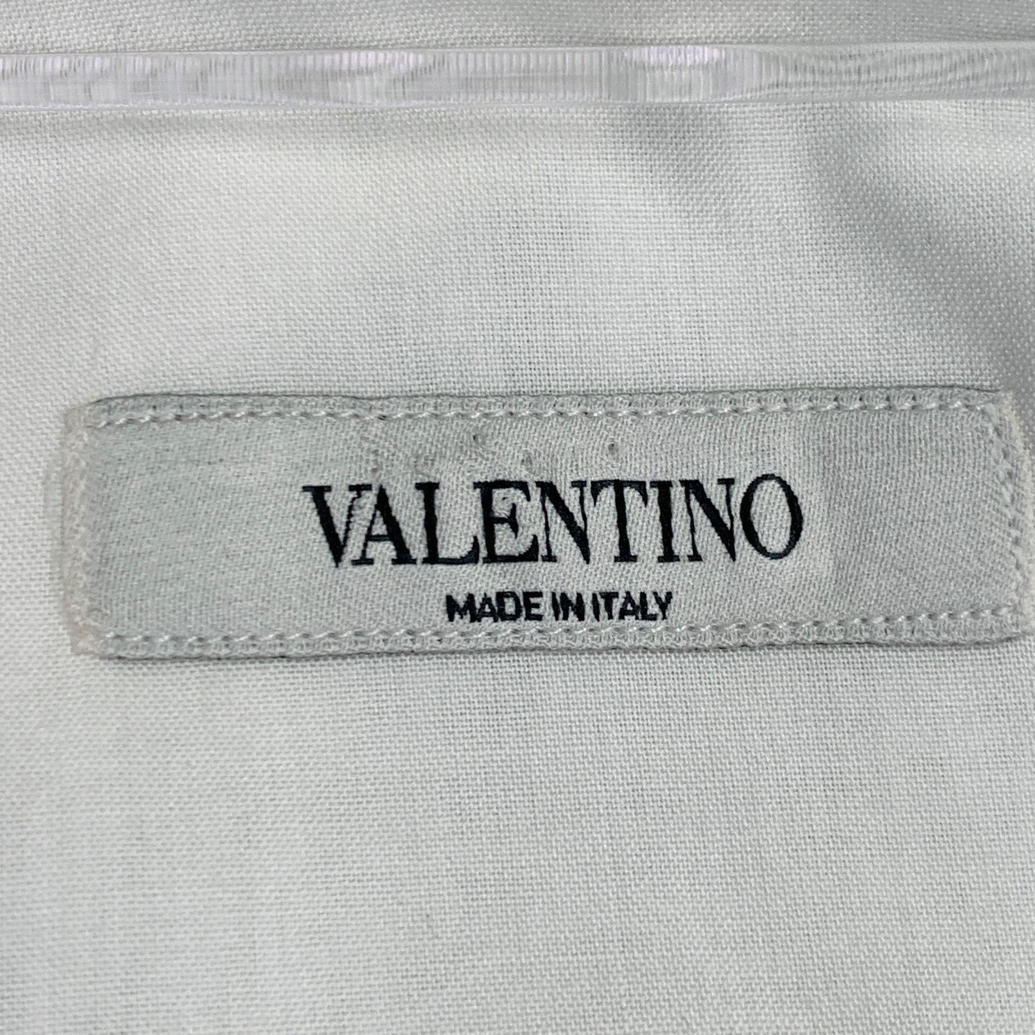 VALENTINO Size S White Cotton French Cuff Hidden Buttons Tuxedo Long Sleeve Shirt For Sale 2