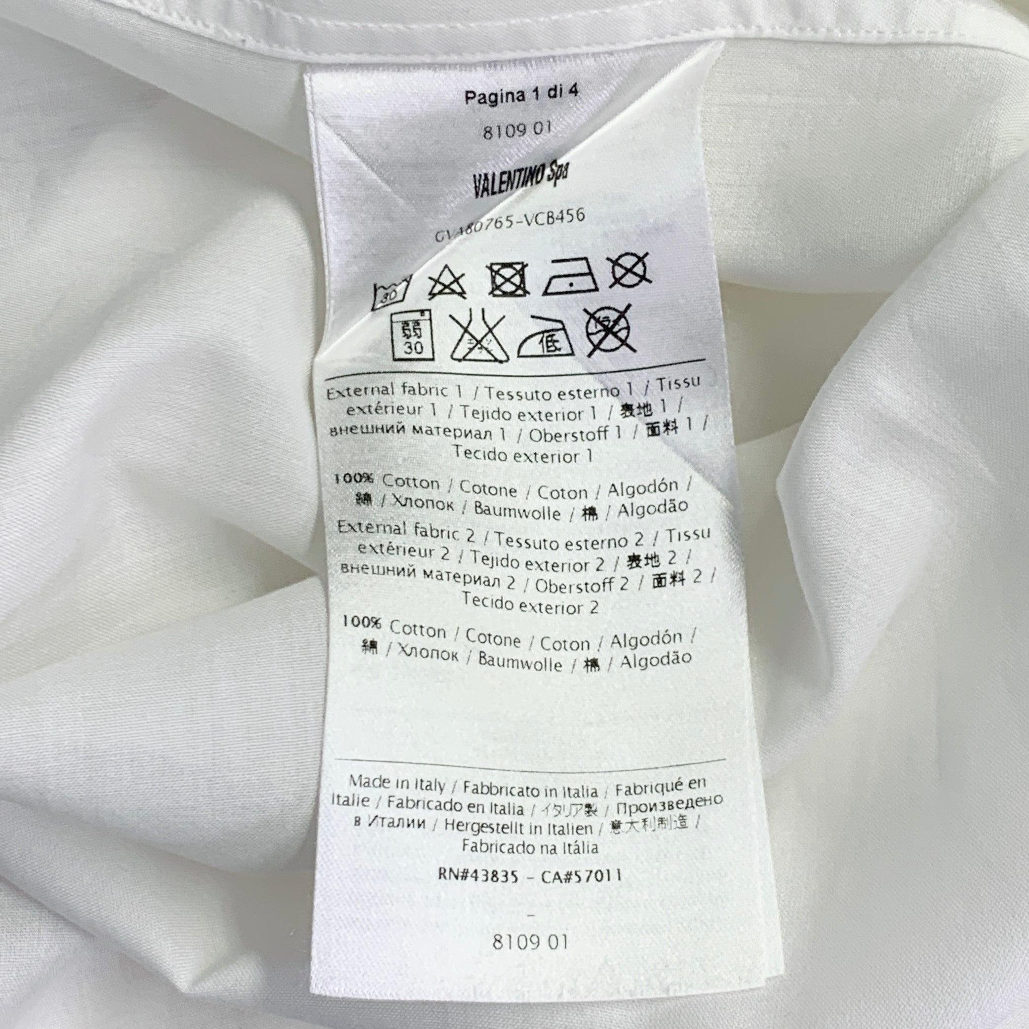 VALENTINO Size S White Cotton French Cuff Hidden Buttons Tuxedo Long Sleeve Shirt For Sale 4