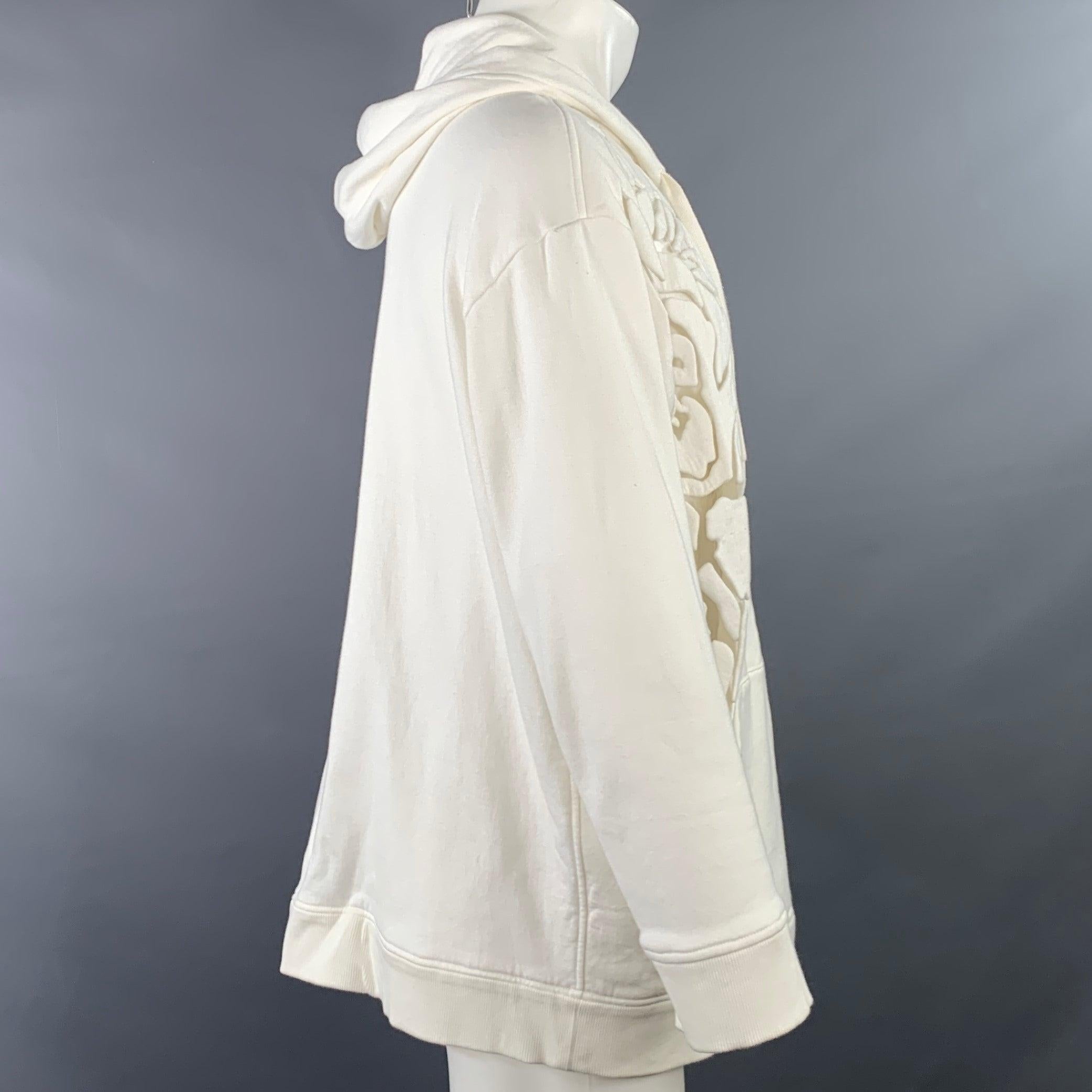 VALENTINO Size S White Cut Out Cotton Polyamide Oversized Hoodie Jacket In Excellent Condition For Sale In San Francisco, CA