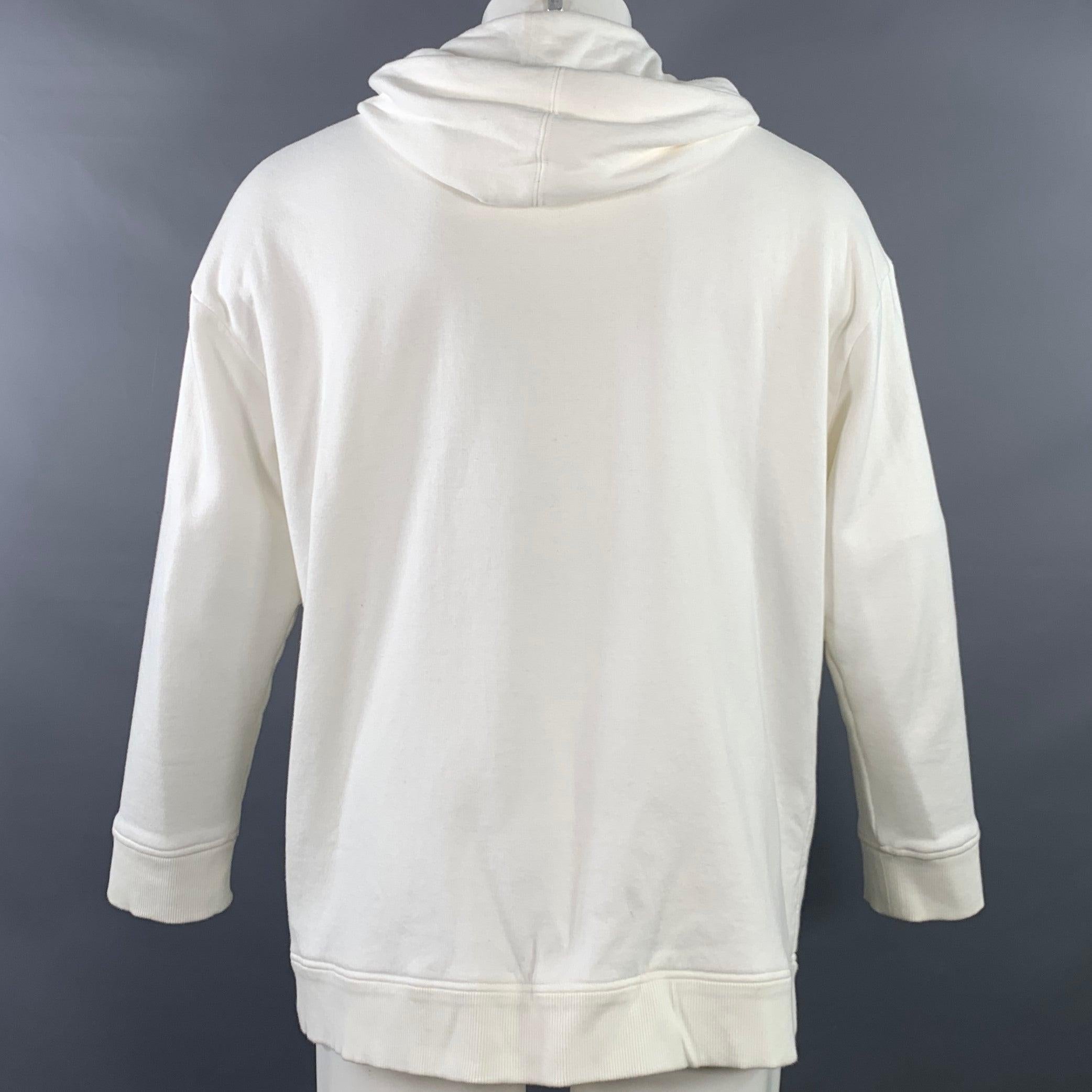 Men's VALENTINO Size S White Cut Out Cotton Polyamide Oversized Hoodie Jacket For Sale