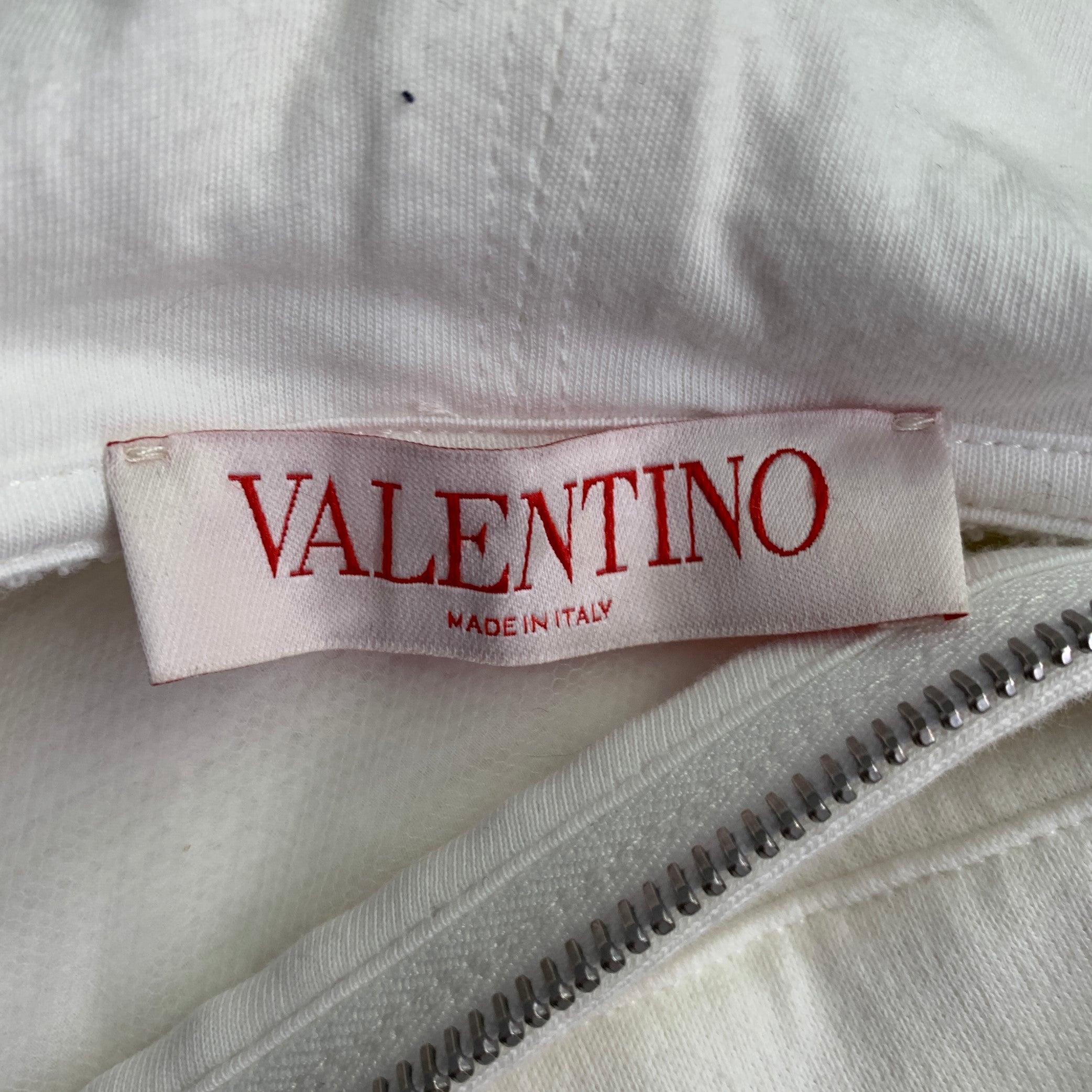 VALENTINO Size S White Cut Out Cotton Polyamide Oversized Hoodie Jacket For Sale 1