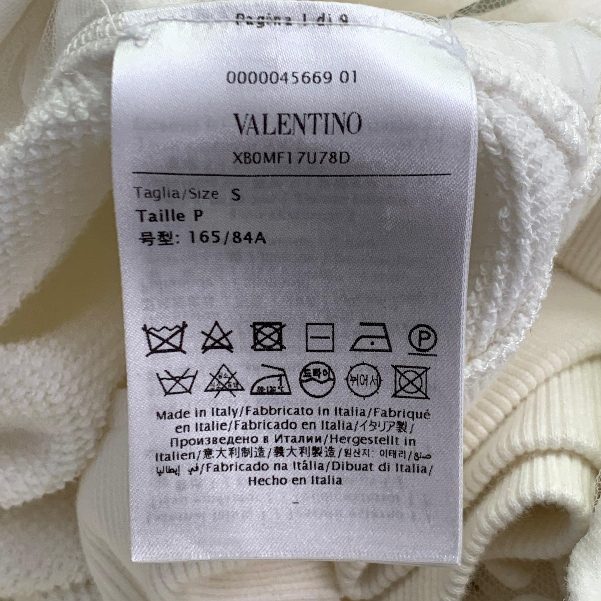 VALENTINO Size S White Cut Out Cotton Polyamide Oversized Hoodie Jacket For Sale 2