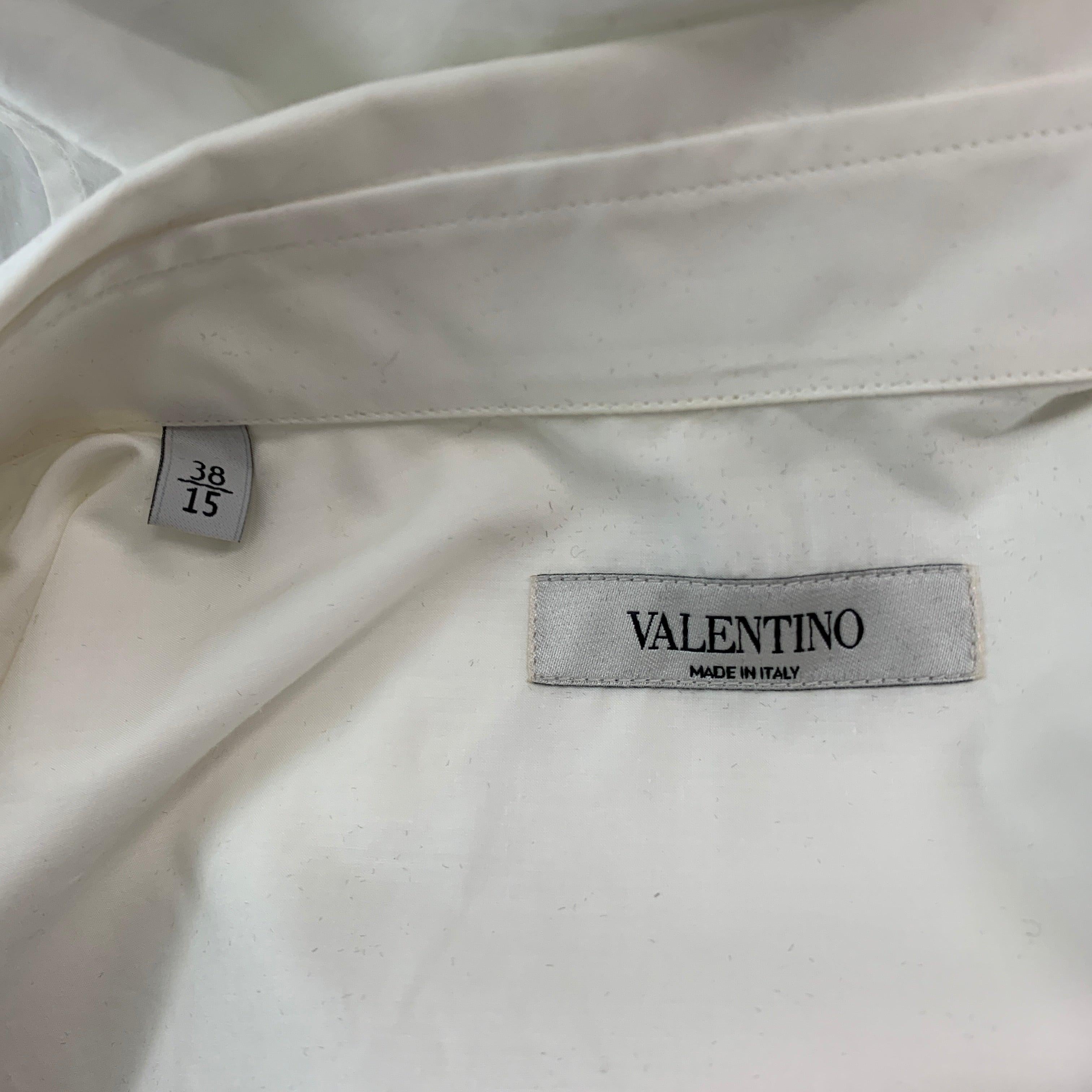 VALENTINO Size S White Floral Cotton Button Up Long Sleeve Shirt For Sale 2