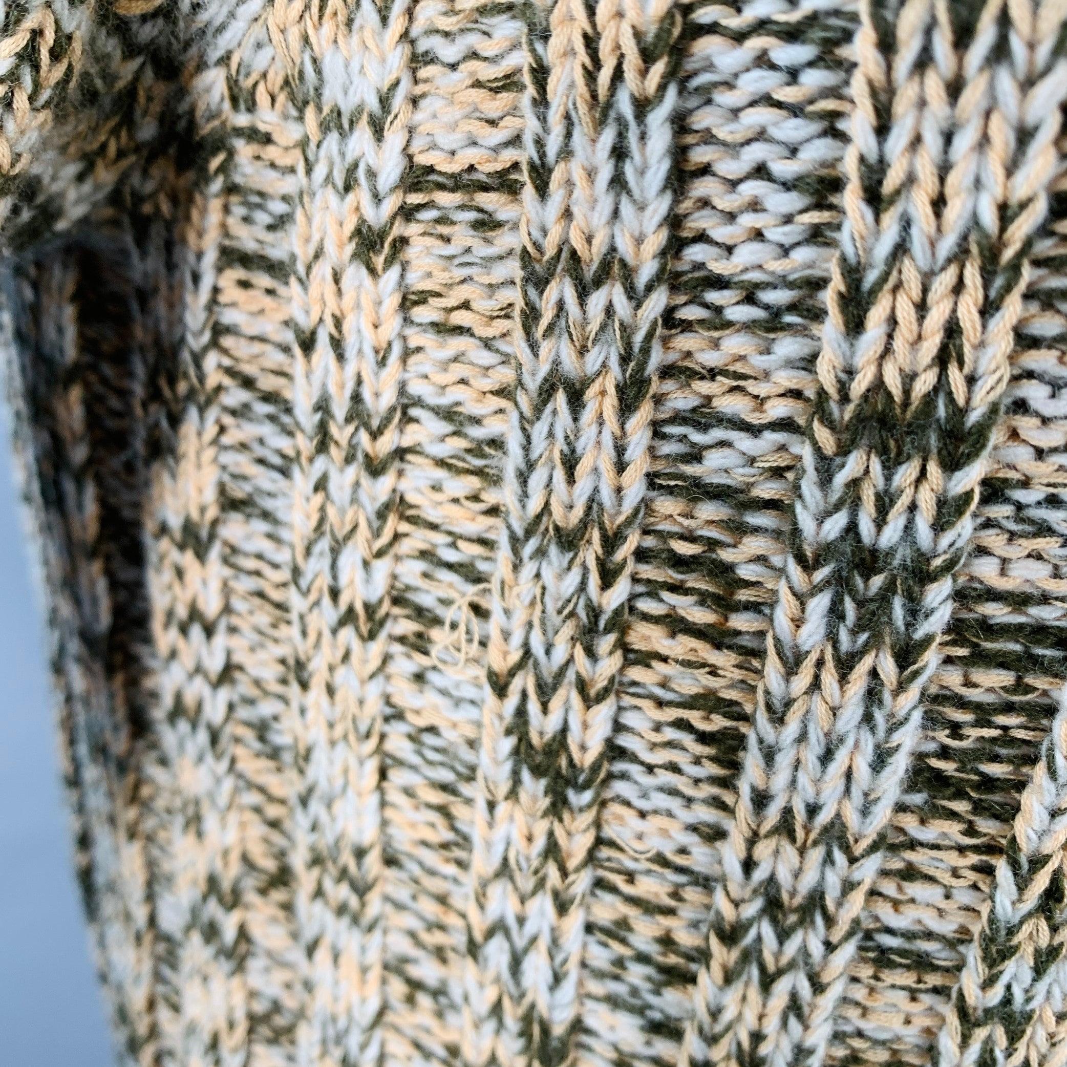 VALENTINO Size S Yellow Olive Rib Knit Wool Blend Crew Neck Sweater For Sale 1