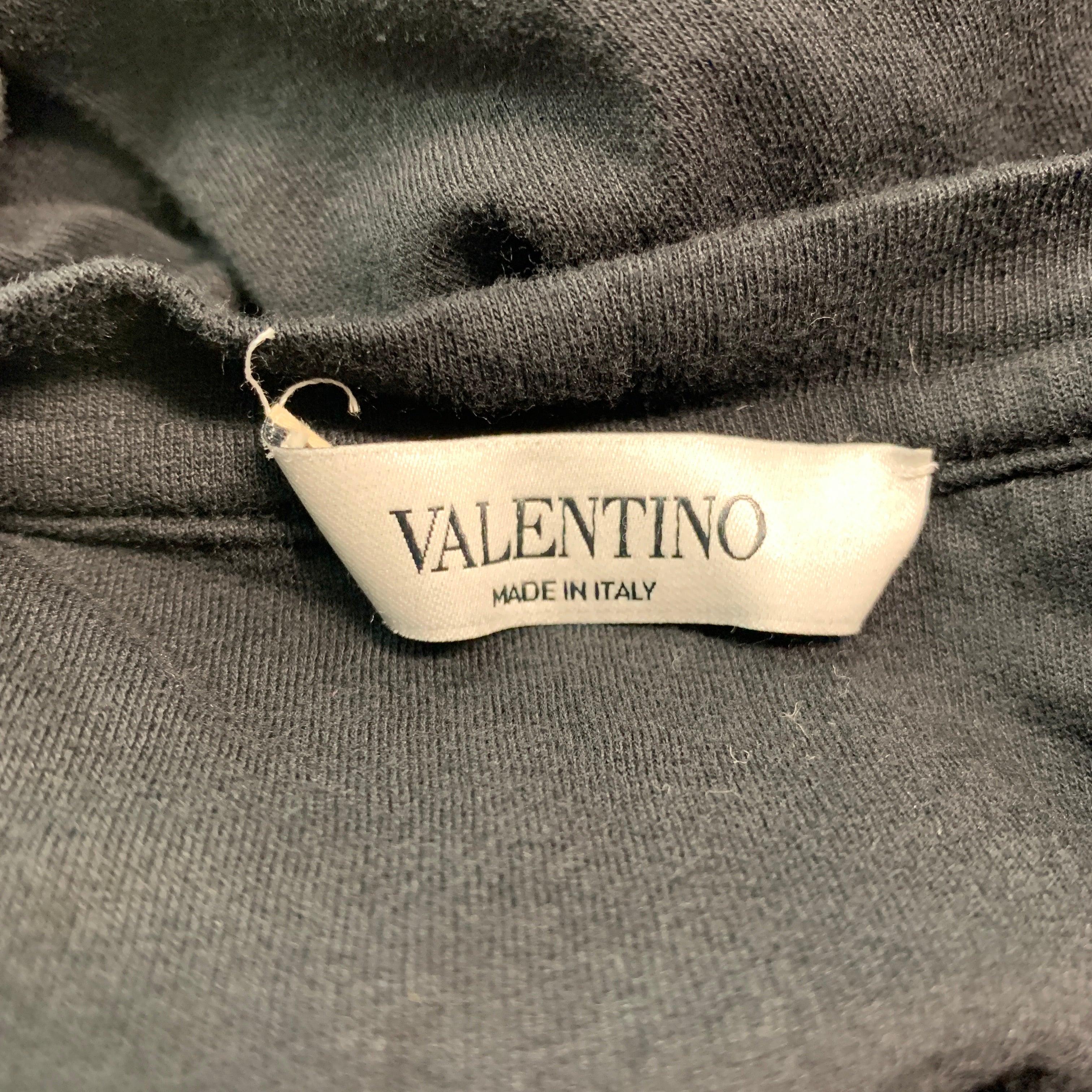 VALENTINO Size XL Black Graphic Cotton Crew Neck T-shirt For Sale 2