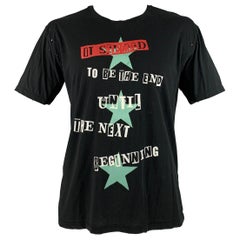 VALENTINO Size XL Black Graphic Cotton Crew Neck T-shirt