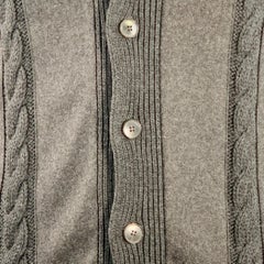 VALENTINO Size XL Charcoal Grey Cable Knit Virgin Wool Cashmere Cardigan