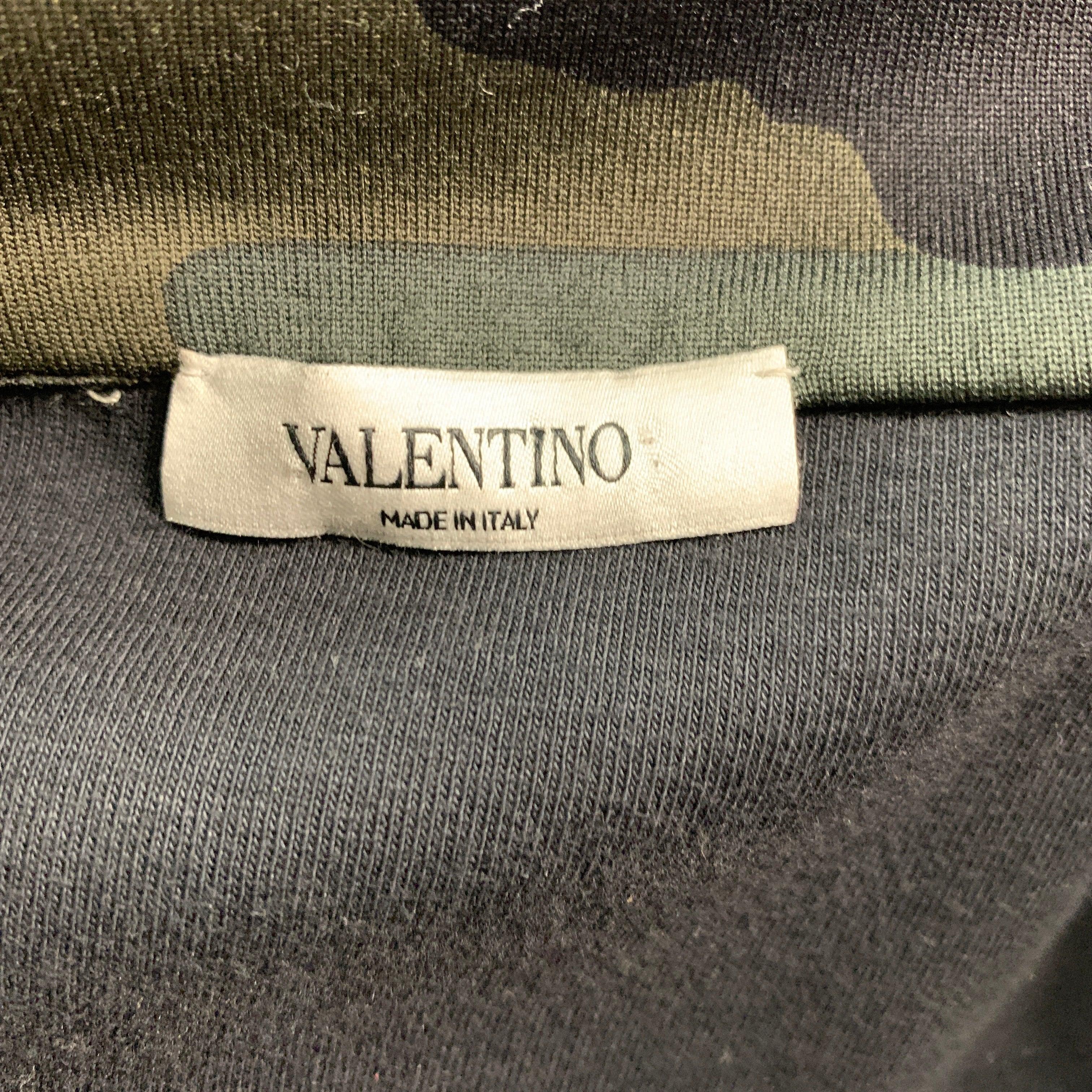 Men's VALENTINO Size XL Green Brown Camo Polyamide Cotton Jacket For Sale