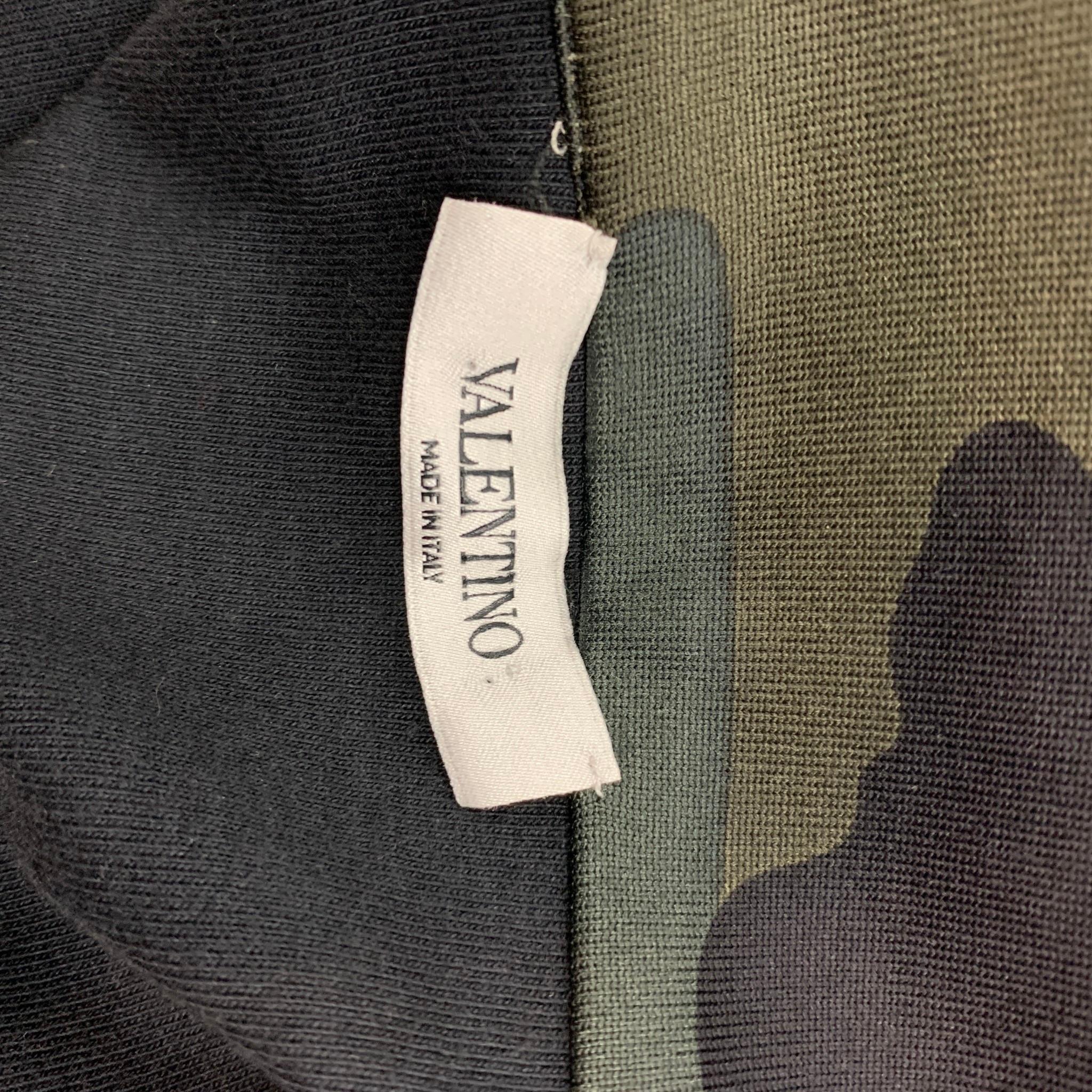 VALENTINO Size XL Olive & Black Camouflage Polyamide Sweatshirt 2