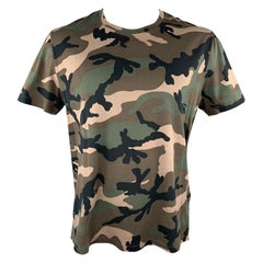 VALENTINO Size XL Olive Green Camouflage Cotton Crew-Neck Rockstud T-shirt