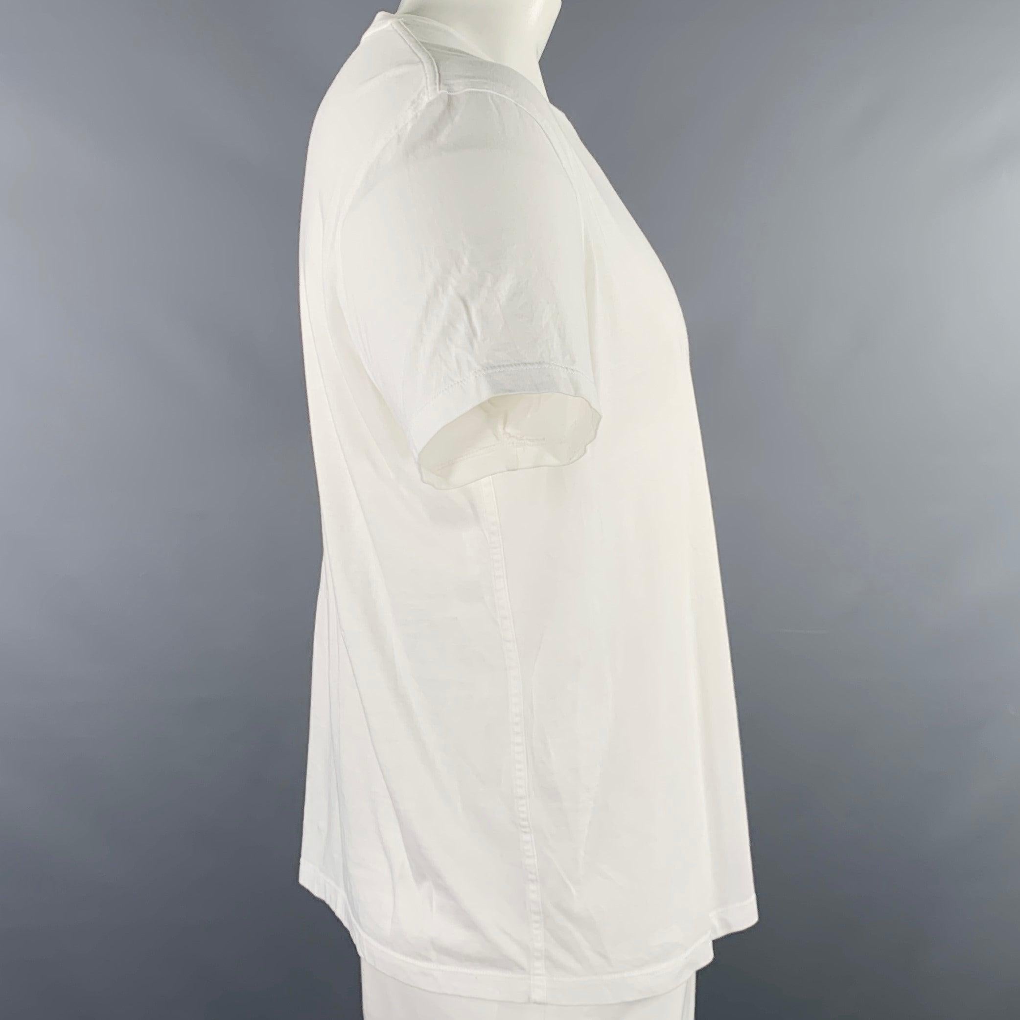 Gray VALENTINO Size XL White Cotton Crew Neck T-shirt For Sale