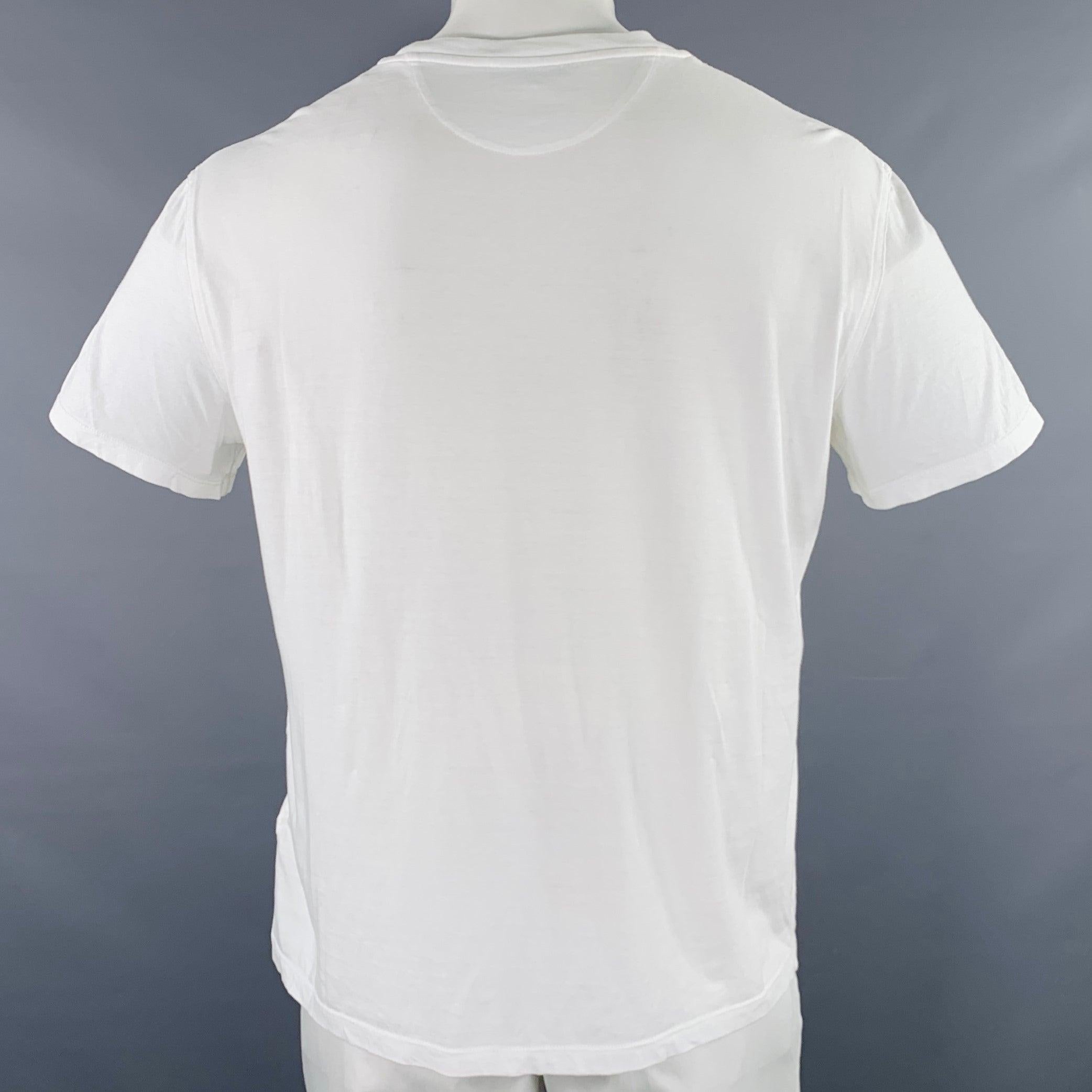 VALENTINO Size XL White Cotton Crew Neck T-shirt In Excellent Condition For Sale In San Francisco, CA