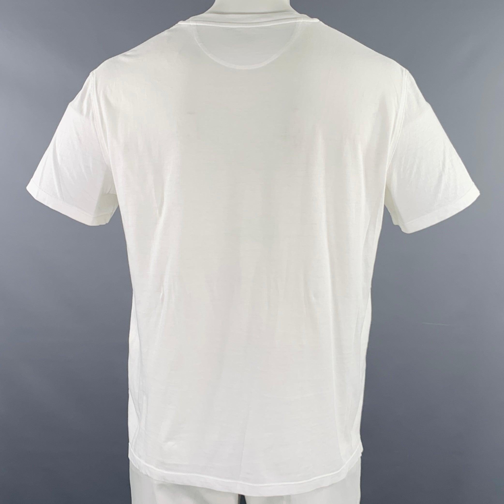 VALENTINO Size XL White Cotton Crew Neck T-shirt In Good Condition For Sale In San Francisco, CA