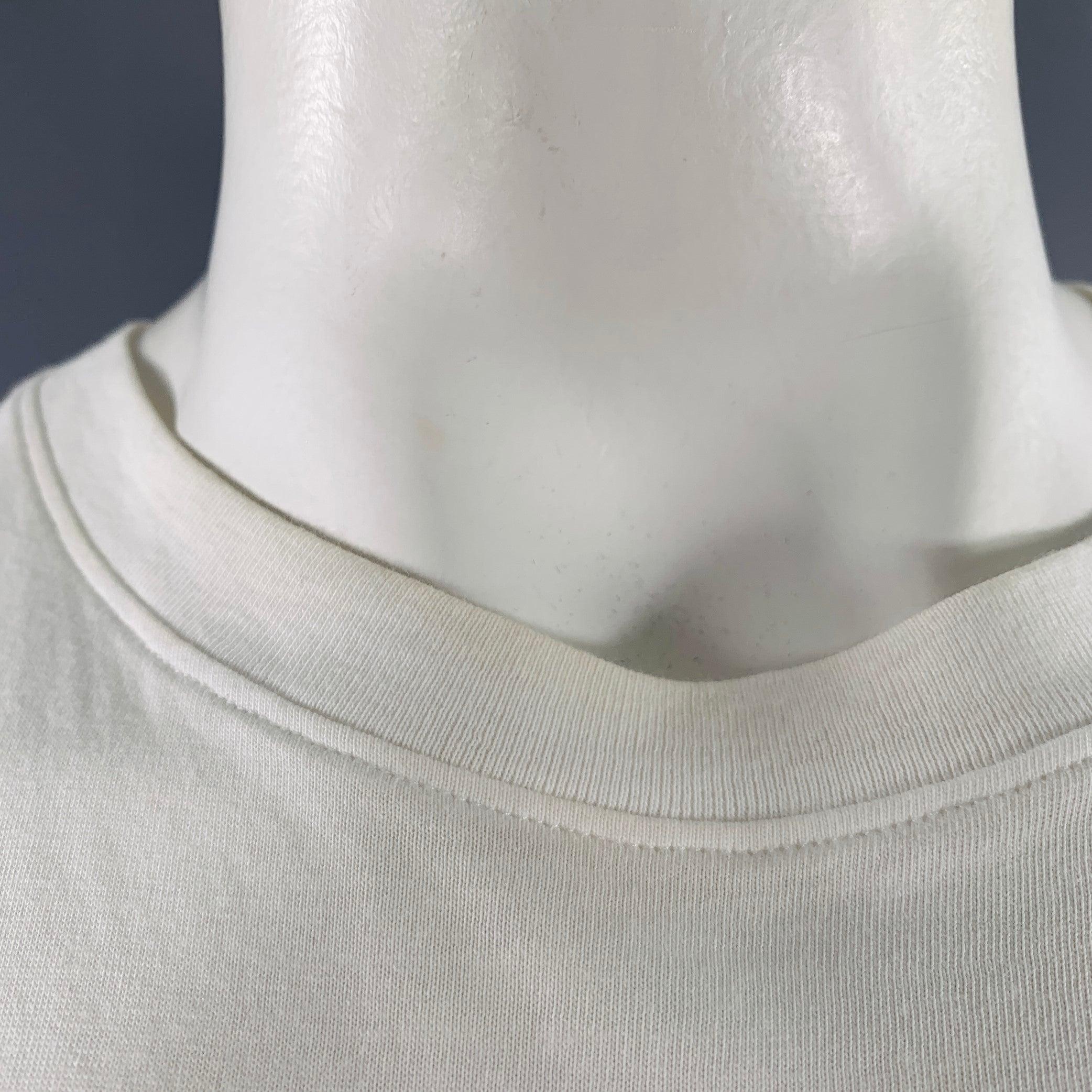 Men's VALENTINO Size XL White Cotton Crew Neck T-shirt For Sale