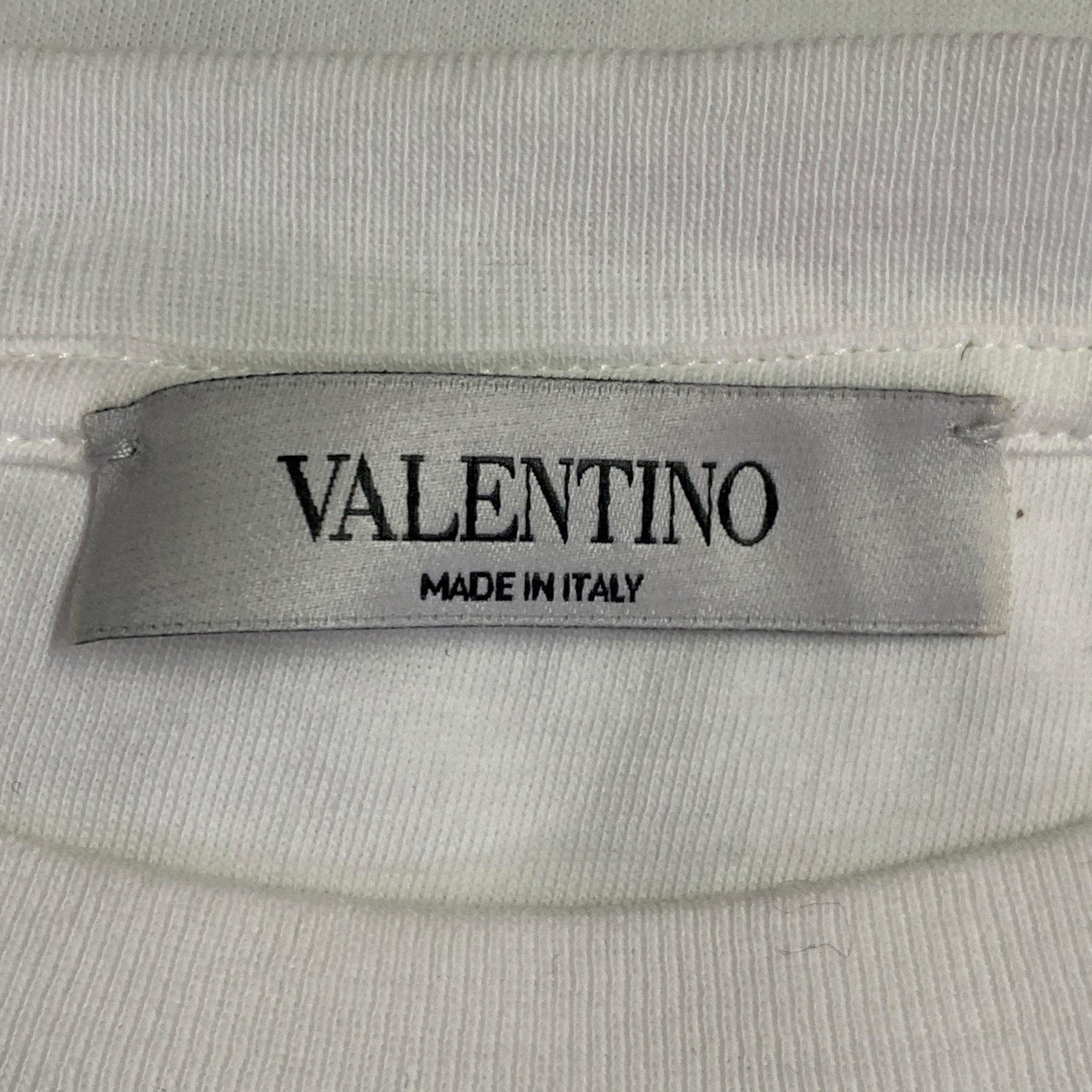 VALENTINO Größe XL Weiß Logo Baumwolle Kurzarm T-Shirt mit Rundhalsausschnitt Herren im Angebot