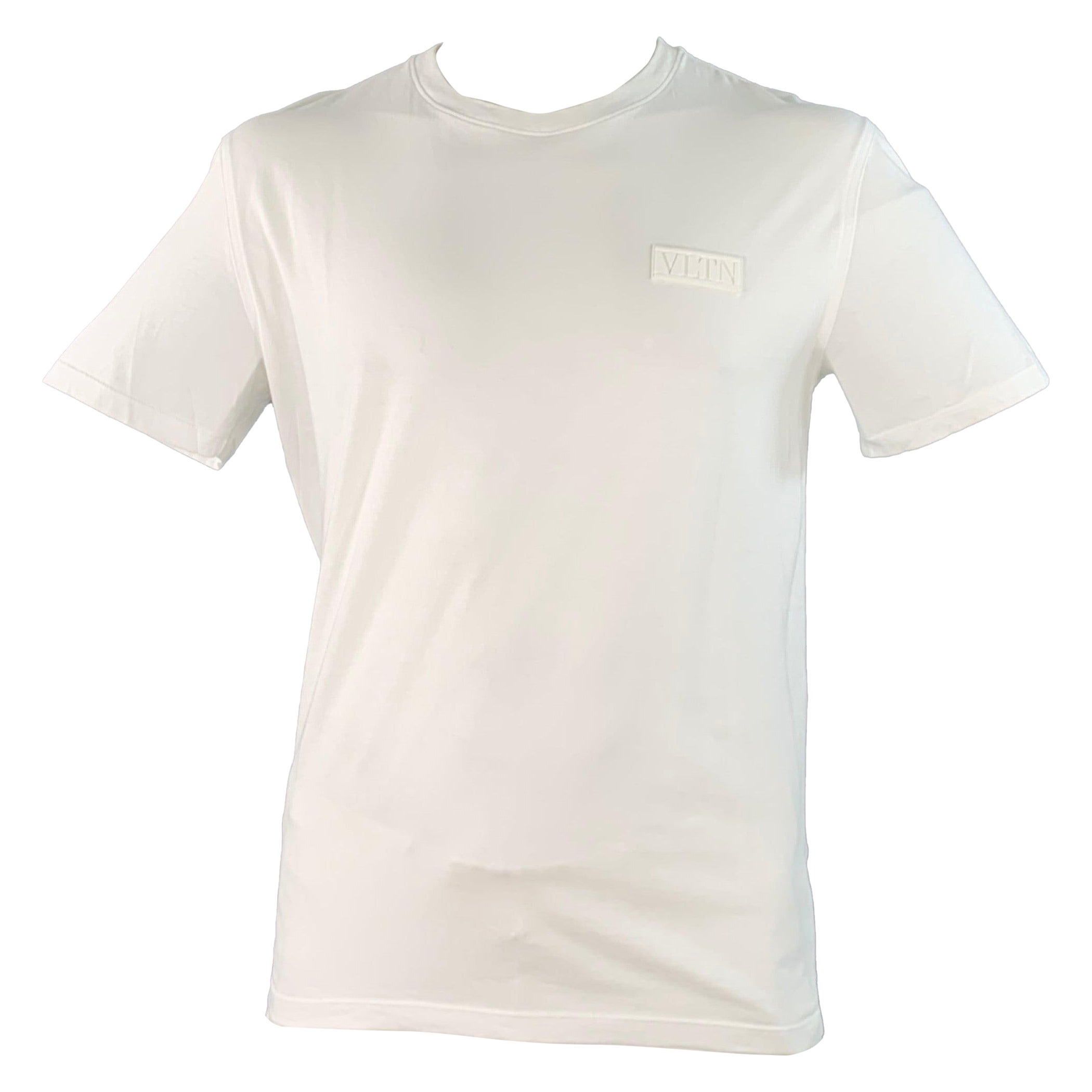 VALENTINO Größe XL Weiß Logo Baumwolle Kurzarm T-Shirt mit Rundhalsausschnitt