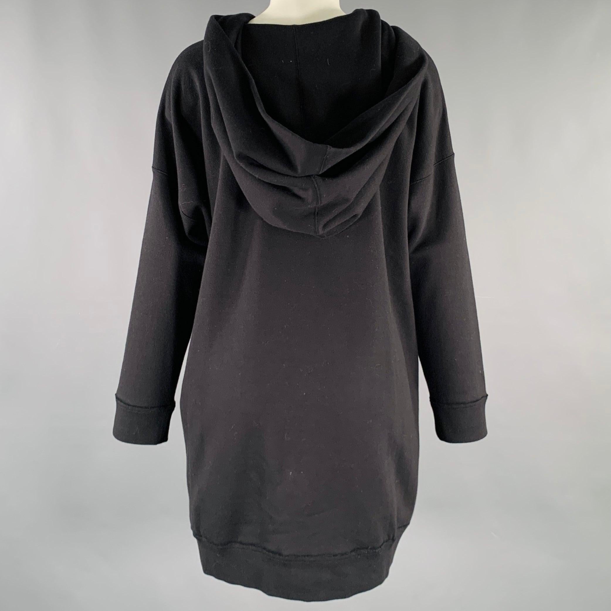 VALENTINO Size XS Black White Yellow Cotton Blend Flower Hooded Dress In Excellent Condition In San Francisco, CA