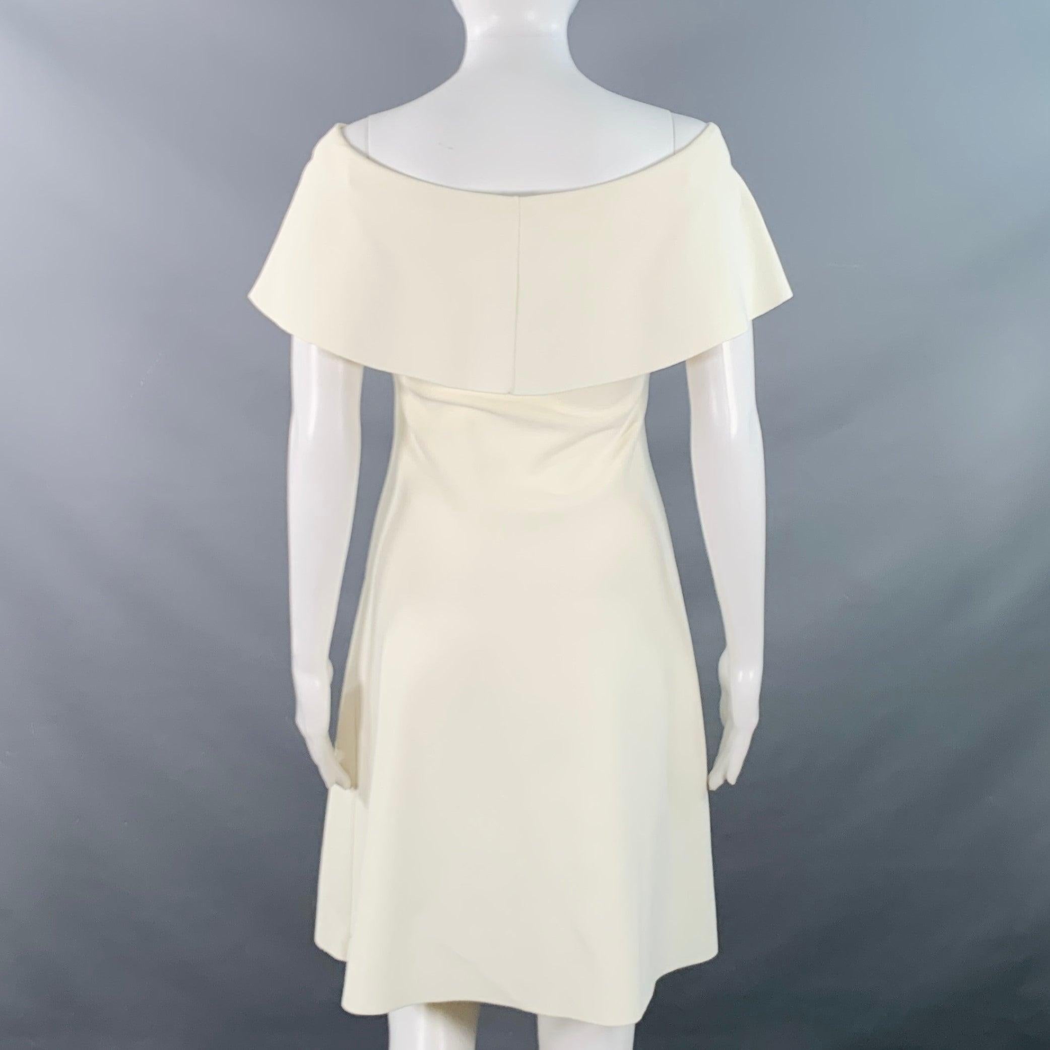 Beige Valentino Size XS Cream A-Line Foldover Bateau Cocktail Dress en vente