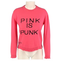 VALENTINO Size XS Pink Wool Cashmere Distressed Pink Is Punk Pullover