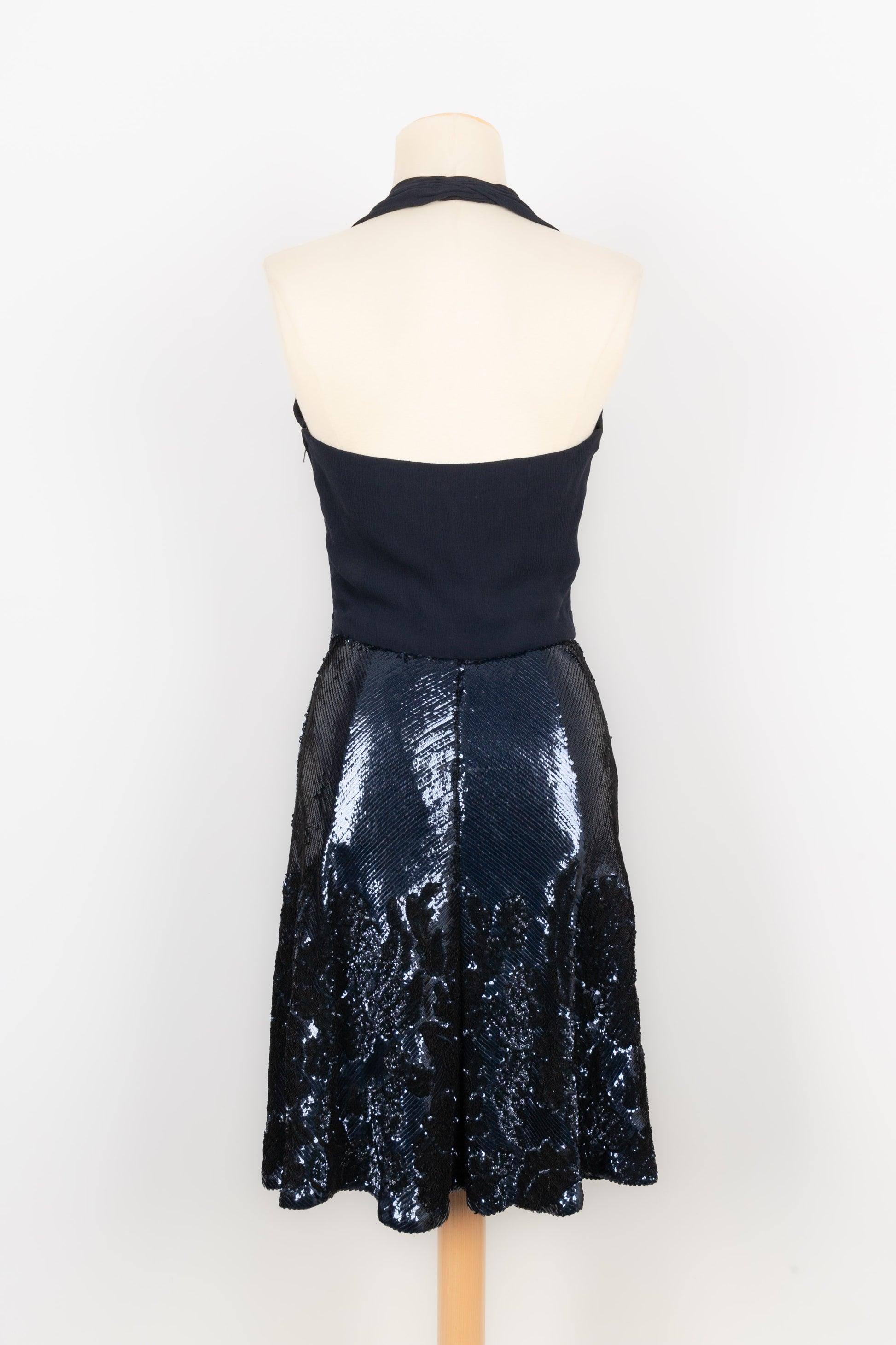 Black Valentino Skater Dress in Silk Muslin Sewn Haute Couture For Sale