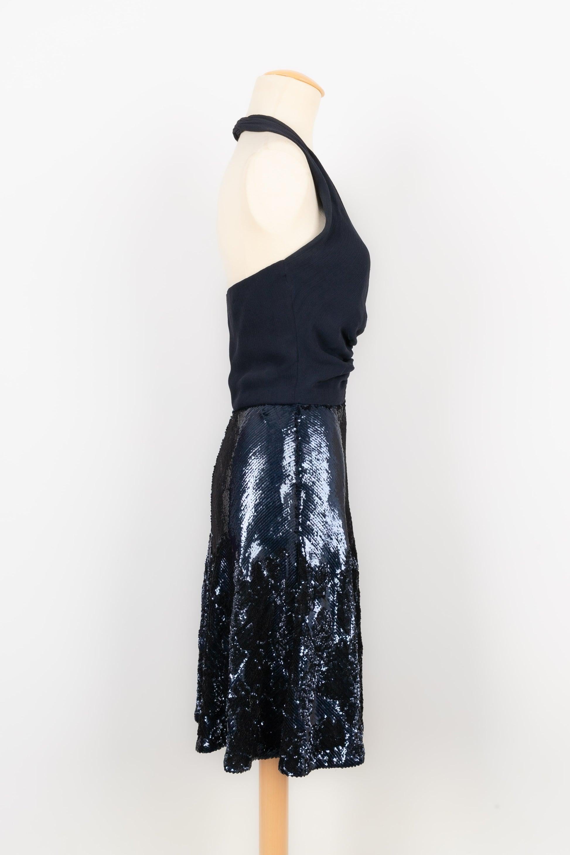 Valentino Skater Dress in Silk Muslin Sewn Haute Couture In Excellent Condition For Sale In SAINT-OUEN-SUR-SEINE, FR