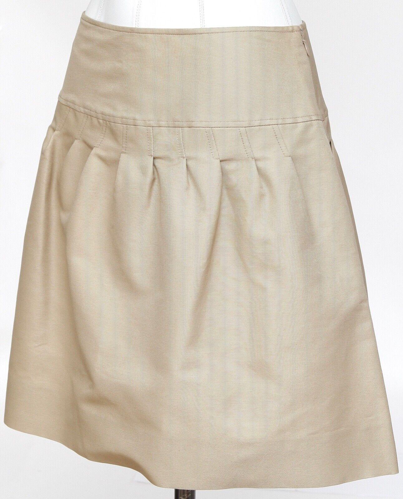 VALENTINO Skirt Beige A-Line Above Knee Cotton Silk Sz 4 BNWT $980 In New Condition For Sale In Hollywood, FL