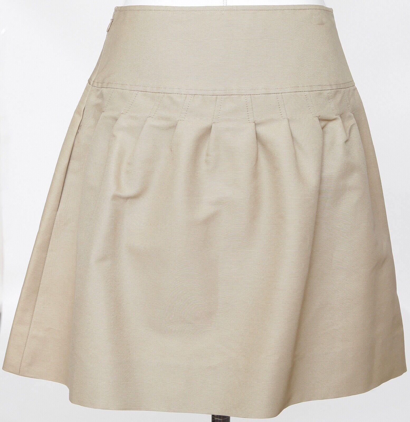 VALENTINO Skirt Beige A-Line Above Knee Cotton Silk Sz 4 BNWT $980 For Sale 2