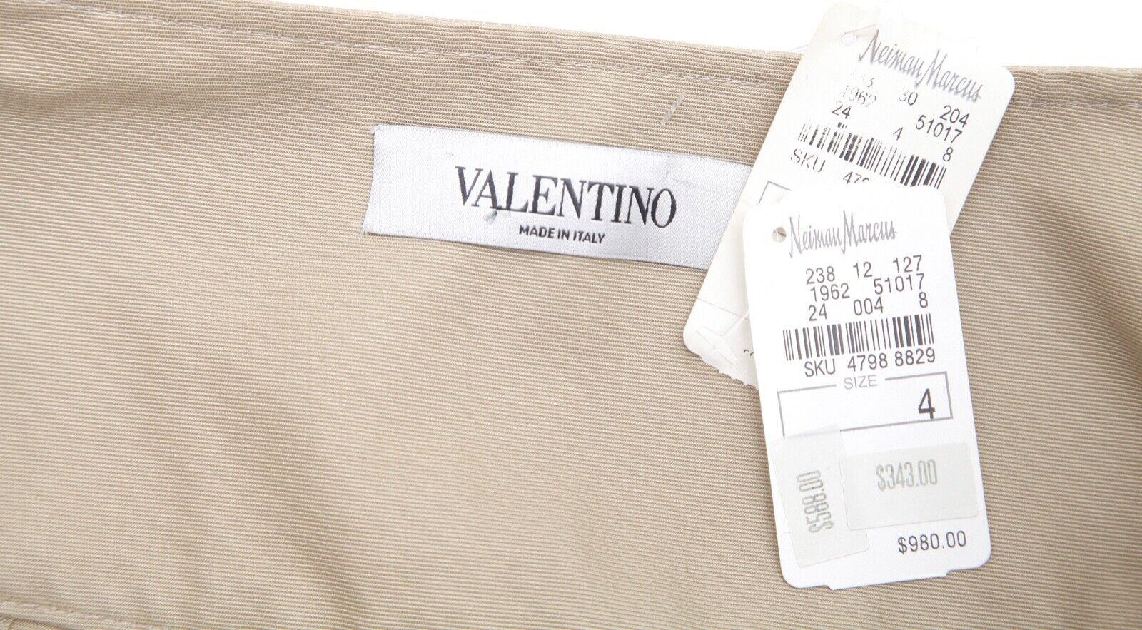 VALENTINO Skirt Beige A-Line Above Knee Cotton Silk Sz 4 BNWT $980 For Sale 3