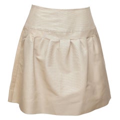 VALENTINO Skirt Beige A-Line Above Knee Cotton Silk Sz 4 BNWT $980