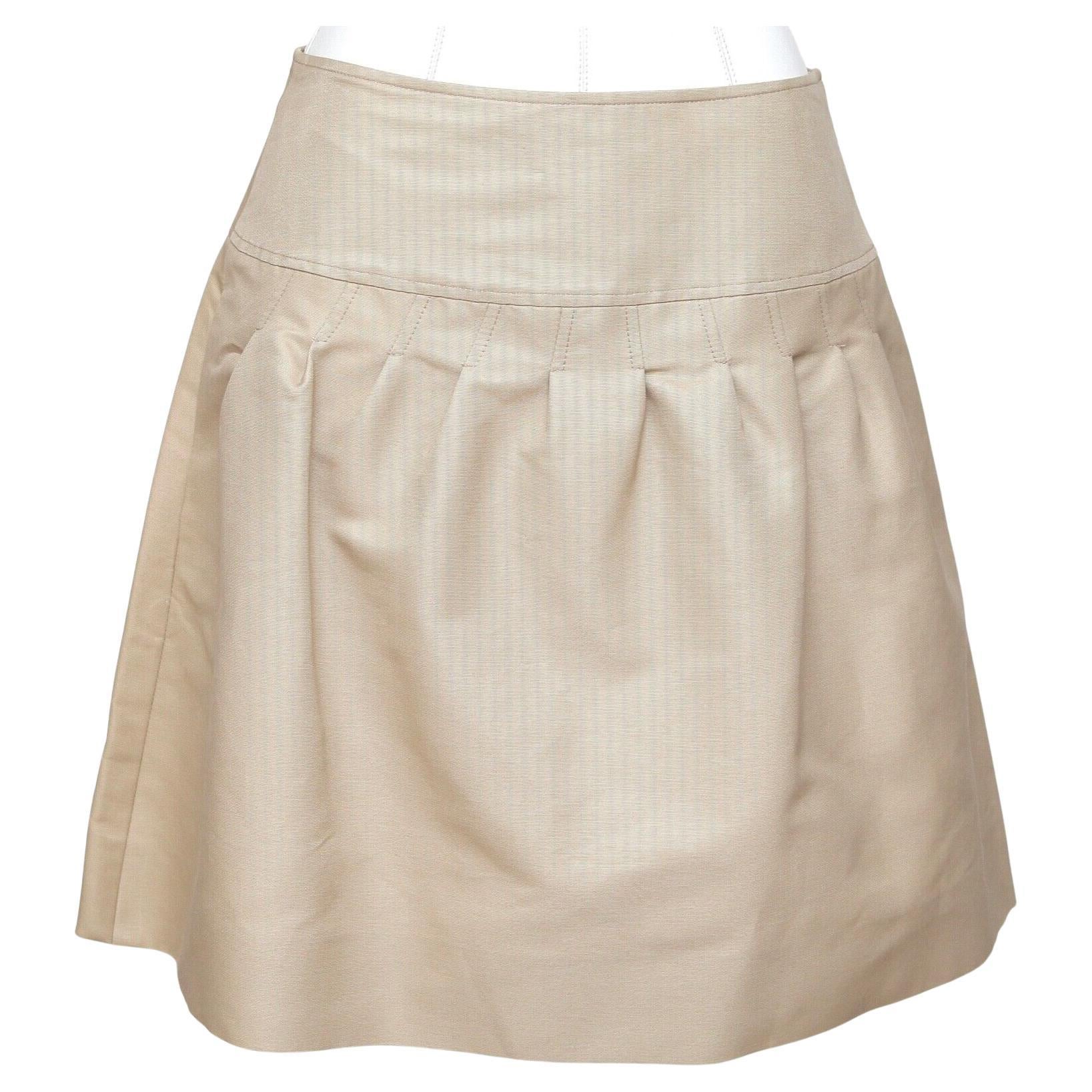 VALENTINO Skirt Beige A-Line Above Knee Cotton Silk Sz 4 BNWT $980 For Sale