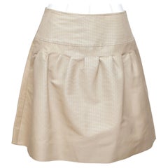 VALENTINO Skirt Beige A-Line Above Knee Cotton Silk Sz 4 BNWT $980