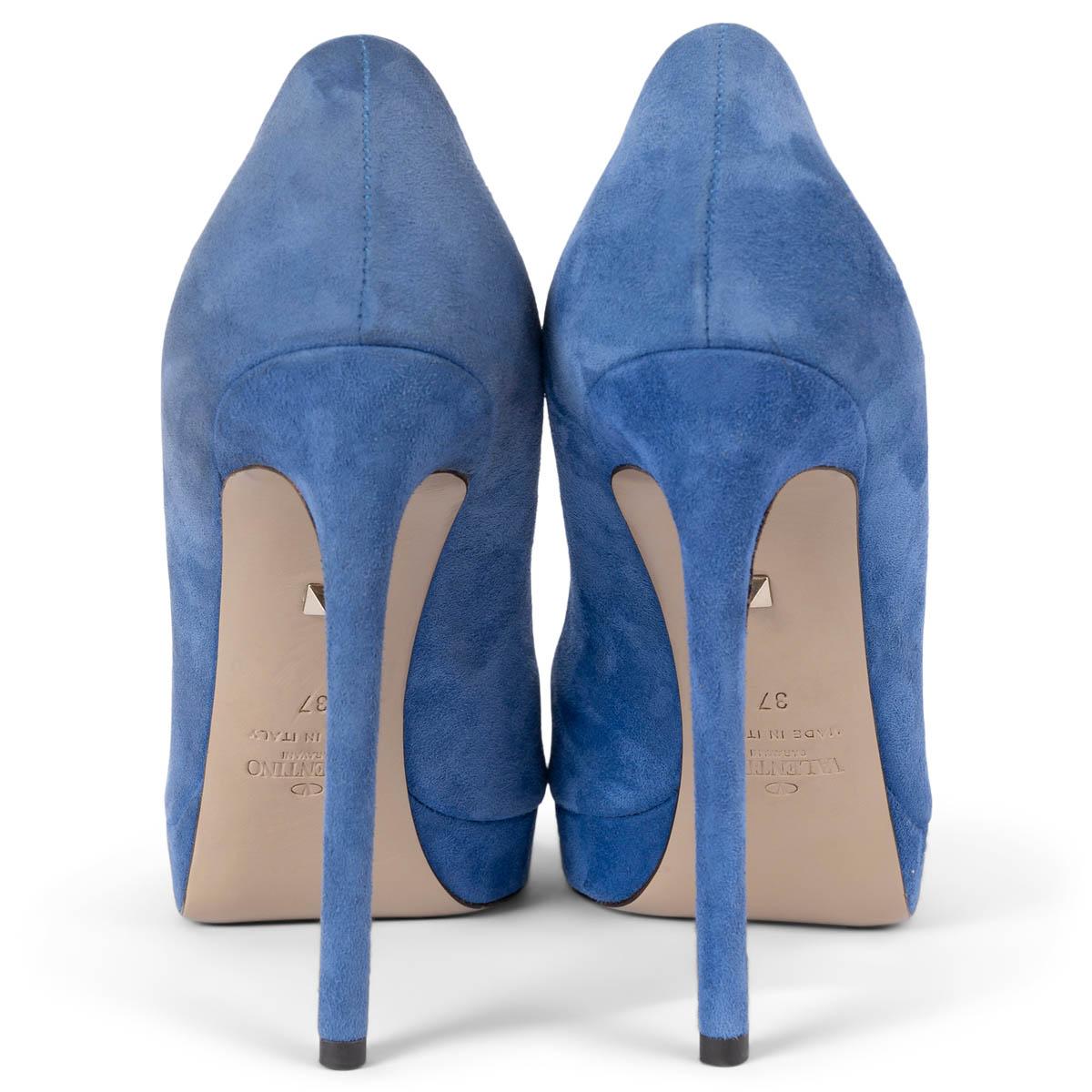 Women's VALENTINO sky blue suede Platform Pumps Shoes 37 For Sale