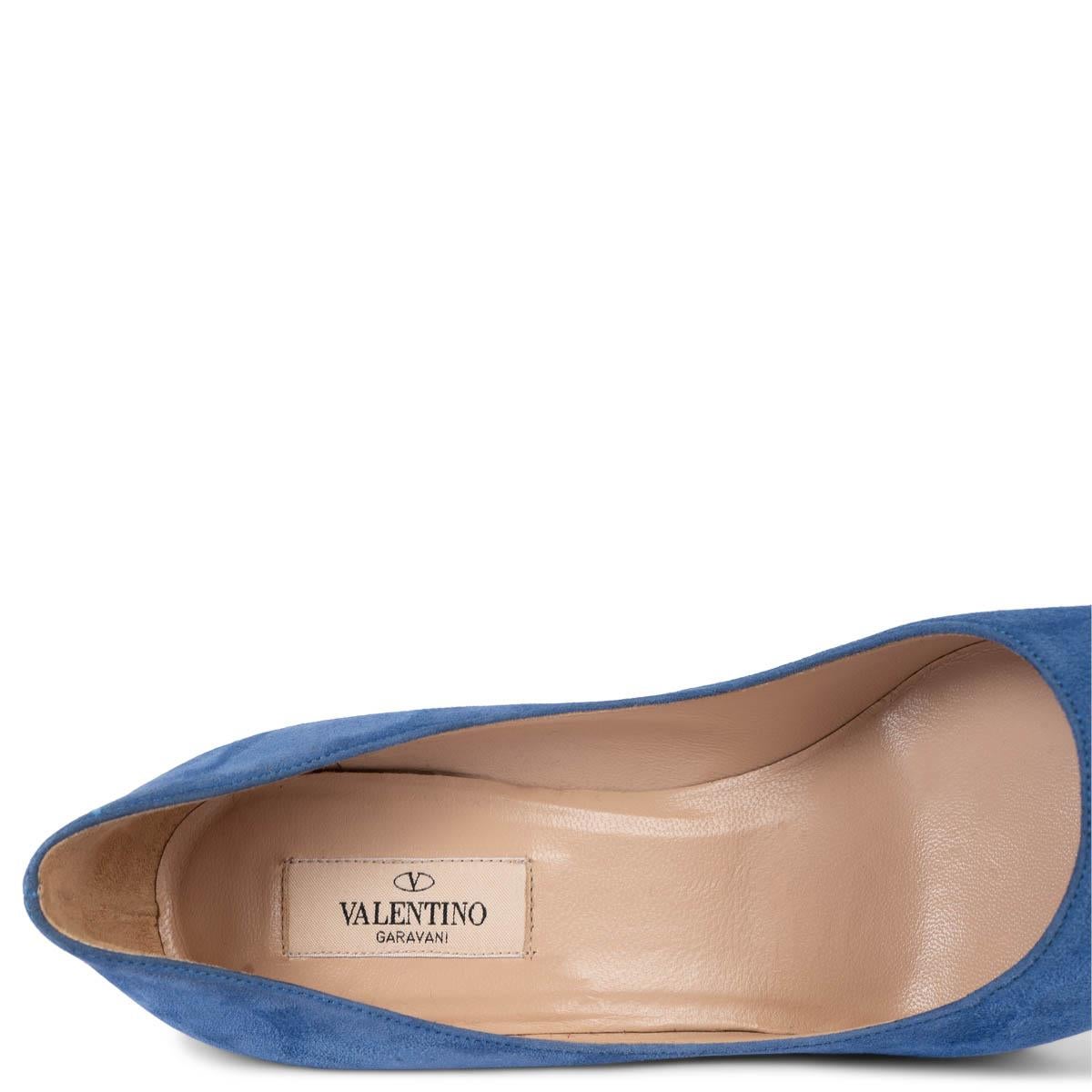 VALENTINO sky blue suede Platform Pumps Shoes 37 For Sale 2