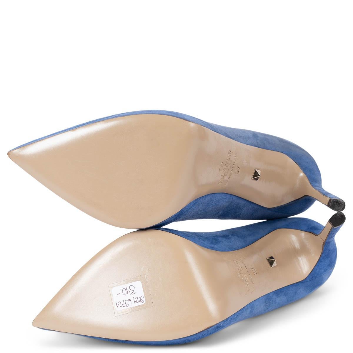 VALENTINO sky blue suede Platform Pumps Shoes 37 For Sale 2